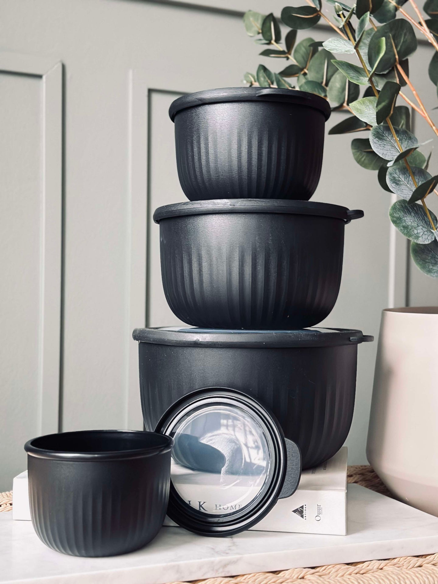 Förvaringsburkar Black – Set med 4 st.