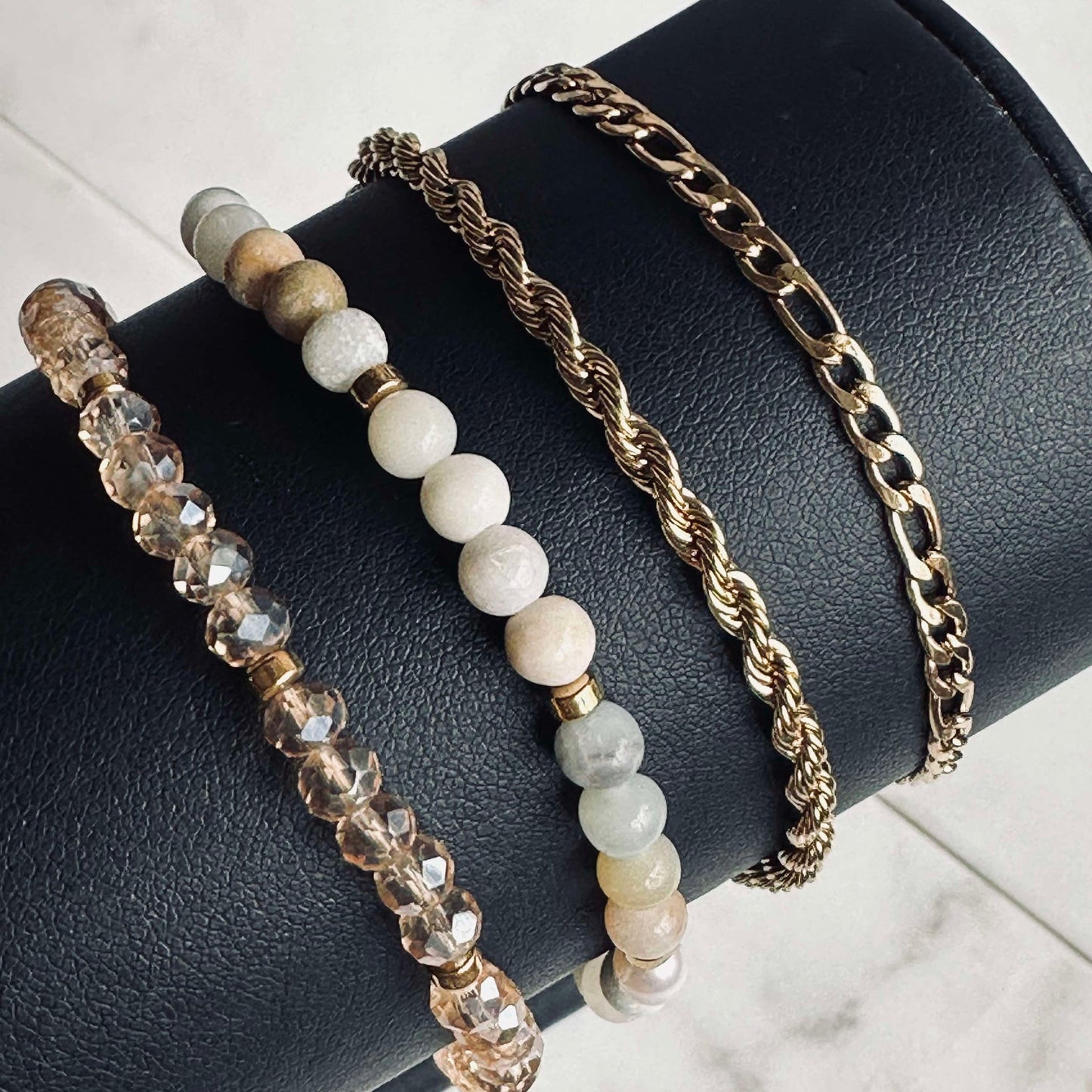Armband Erika Natur - Set med 4 armband