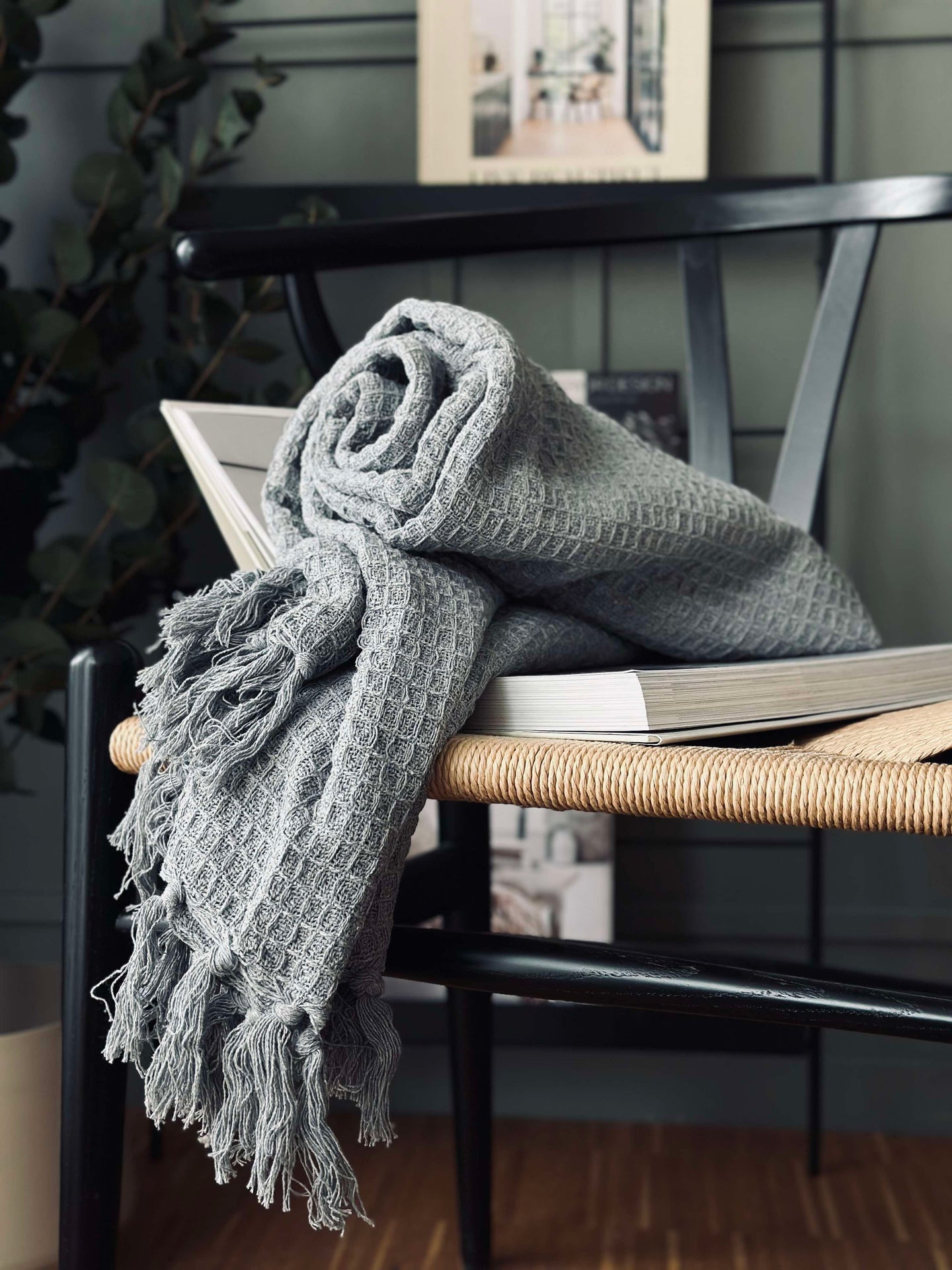 Våfflad bomullsfilt - Grå