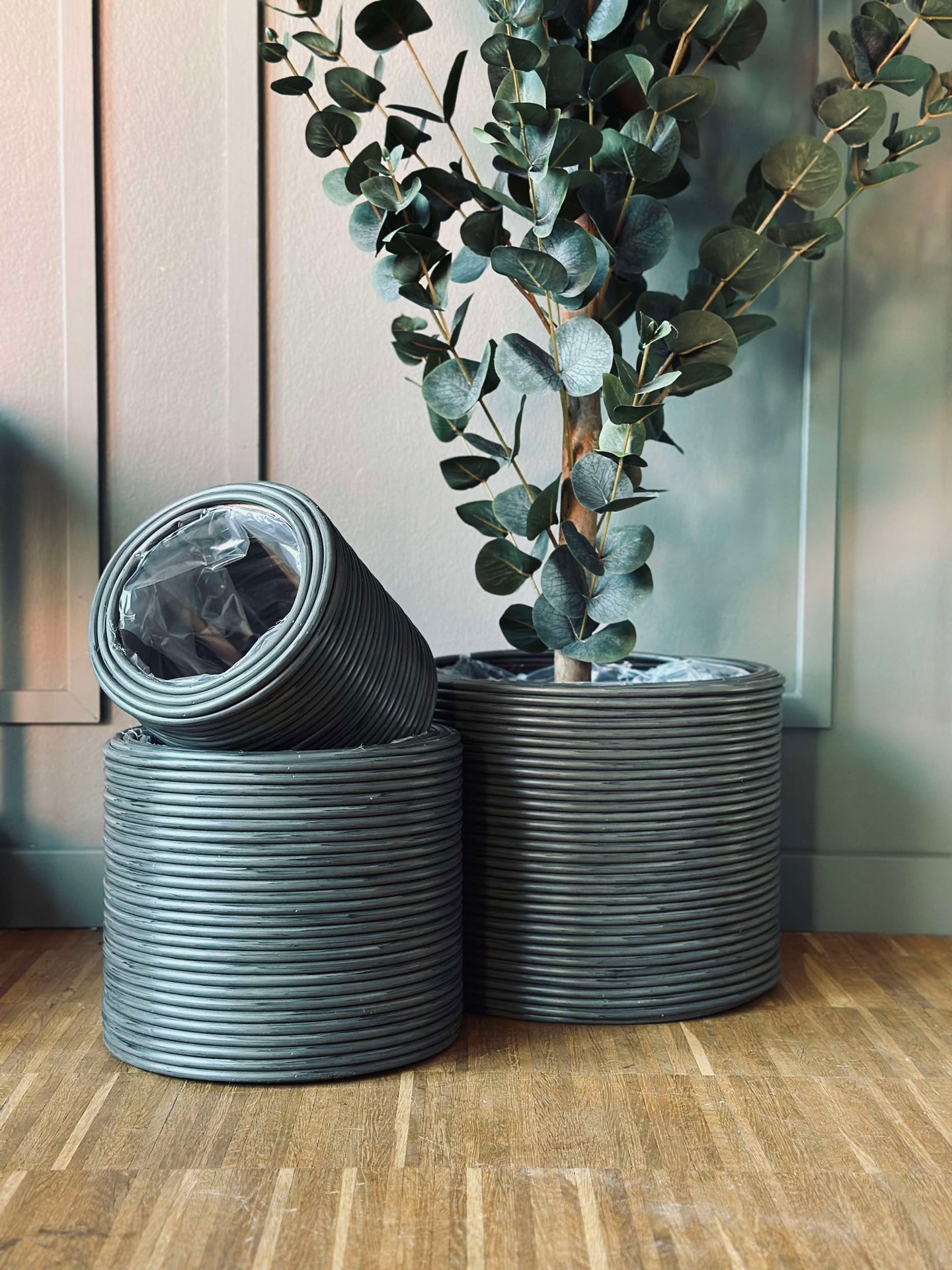 Växtkorg Grå - Set om 3 st.