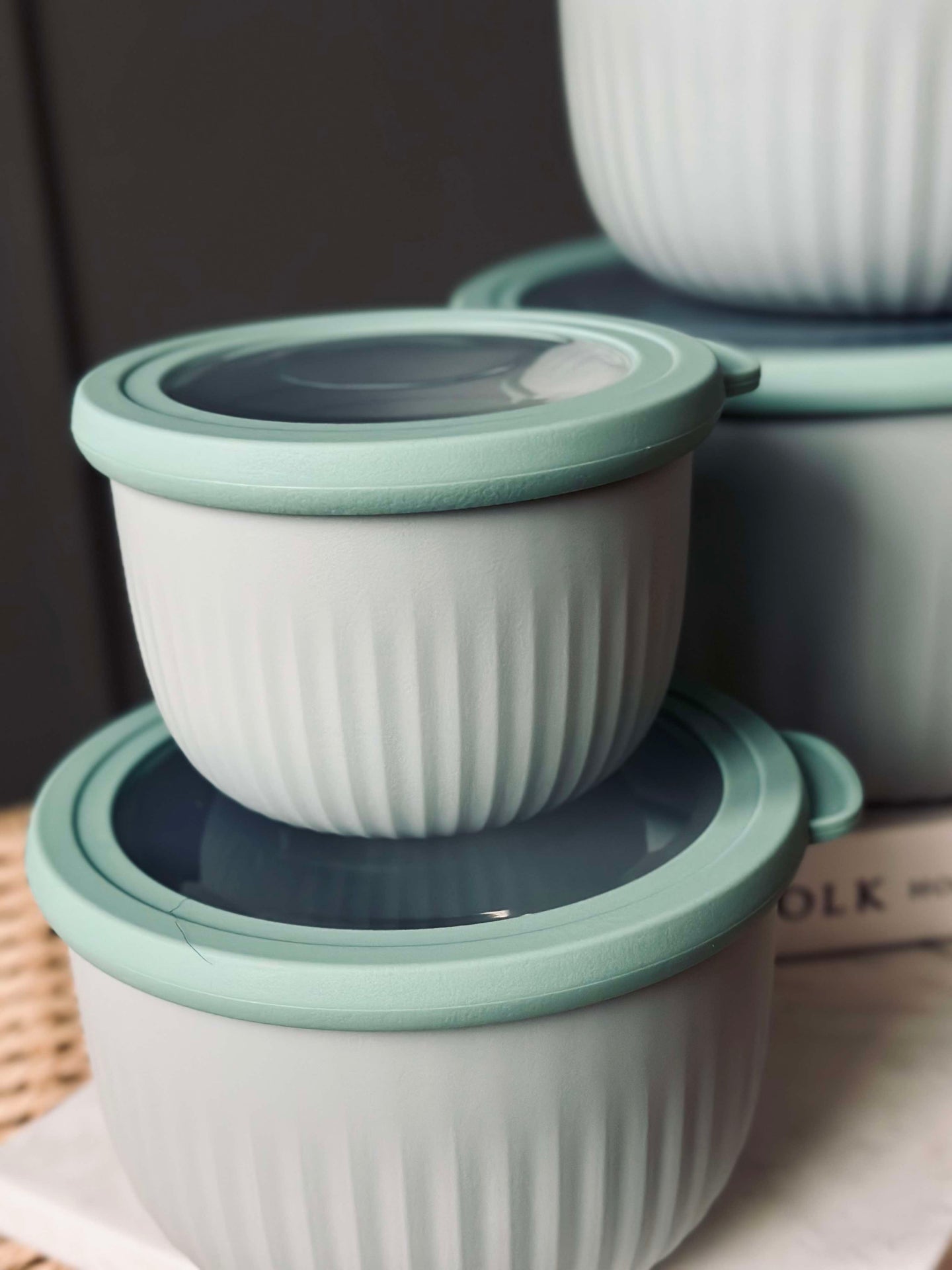 Förvaringsburkar Dusty green – Set med 4 st.
