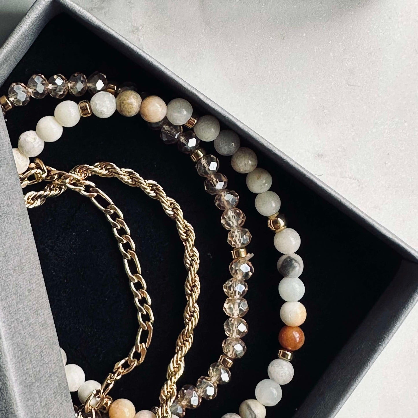 Armband Erika Natur - Set med 4 armband