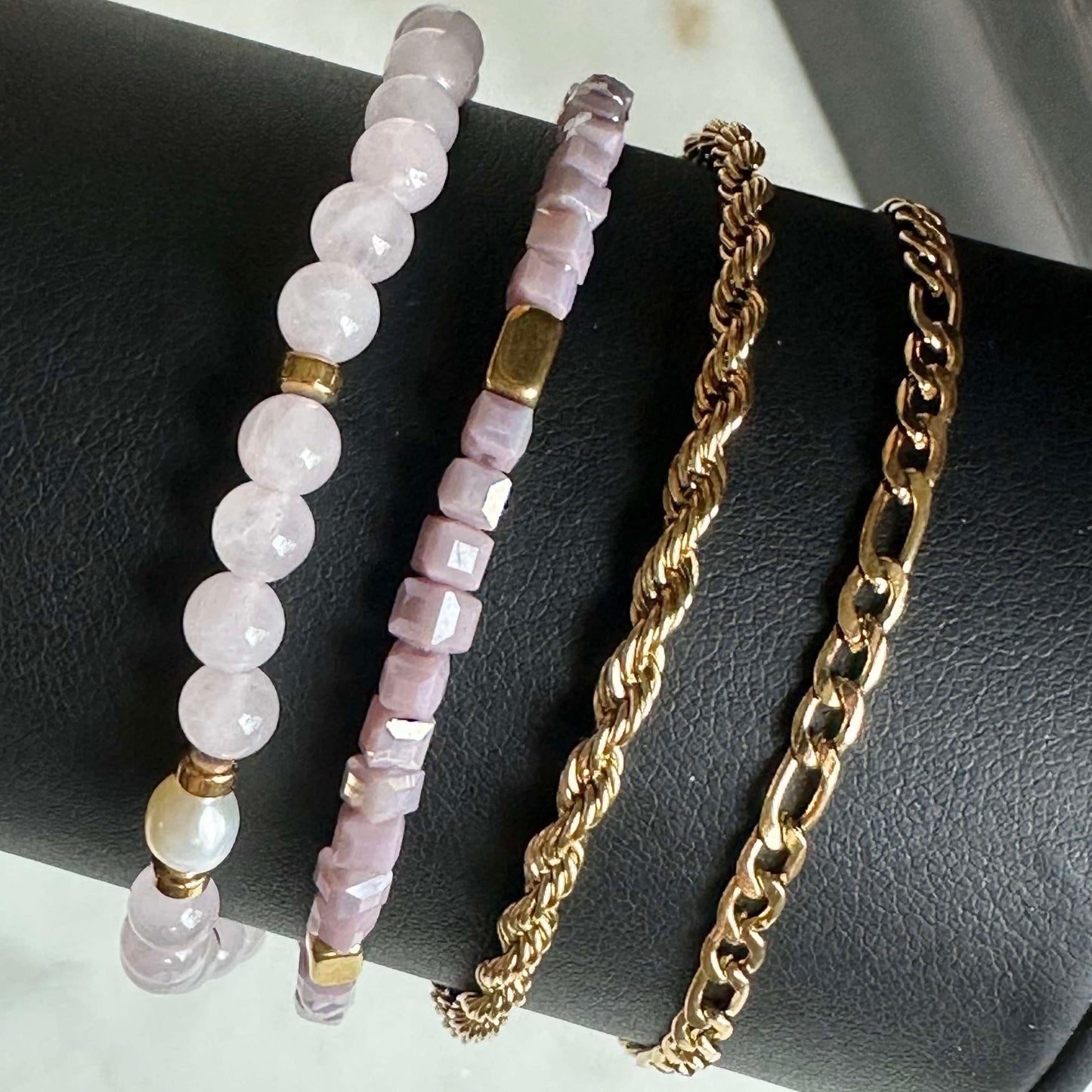 Armband Erika lavendel - Set med 4 armband