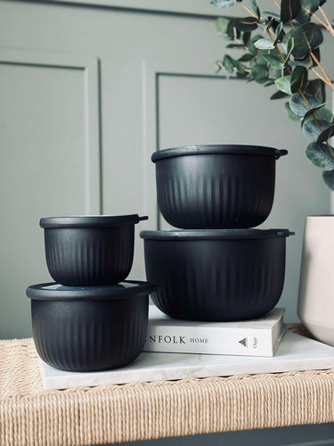 Förvaringsburkar Svart – Set med 4 st.