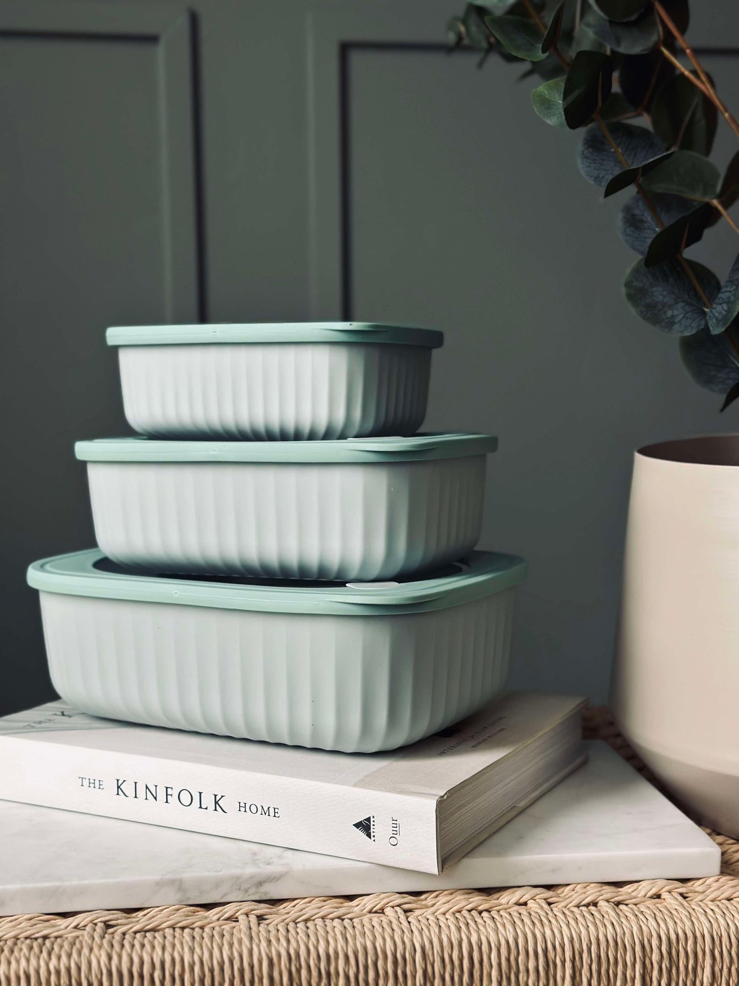 Förvaringsburkar Dusty green – Set med 3 st.