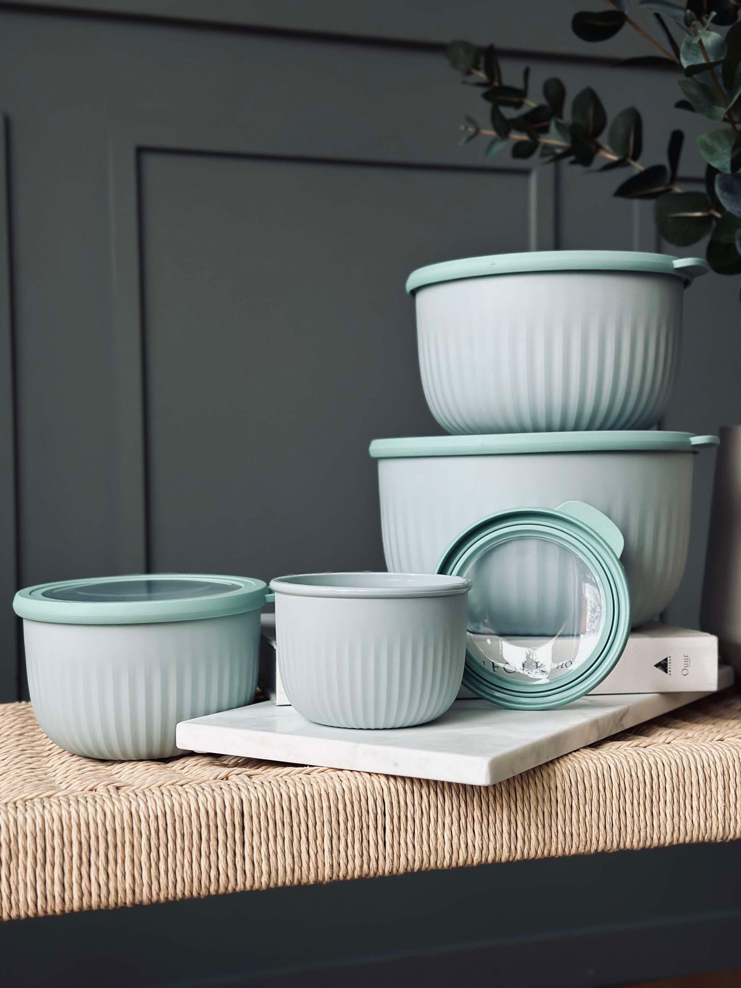 Förvaringsburkar Dusty green – Set med 4 st.