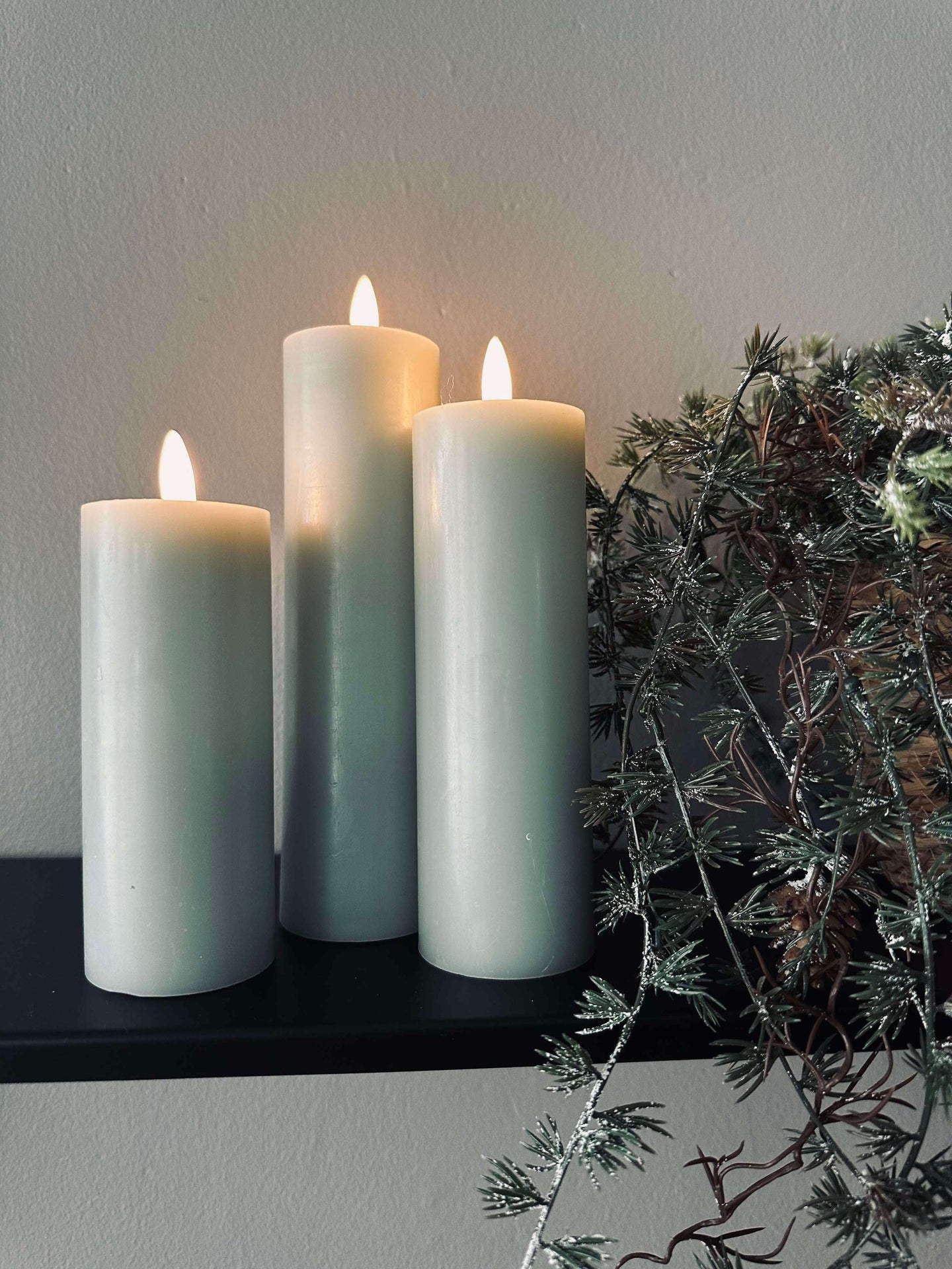 LED Blockljus / Mint – 3 st Rustik dia 5 cm