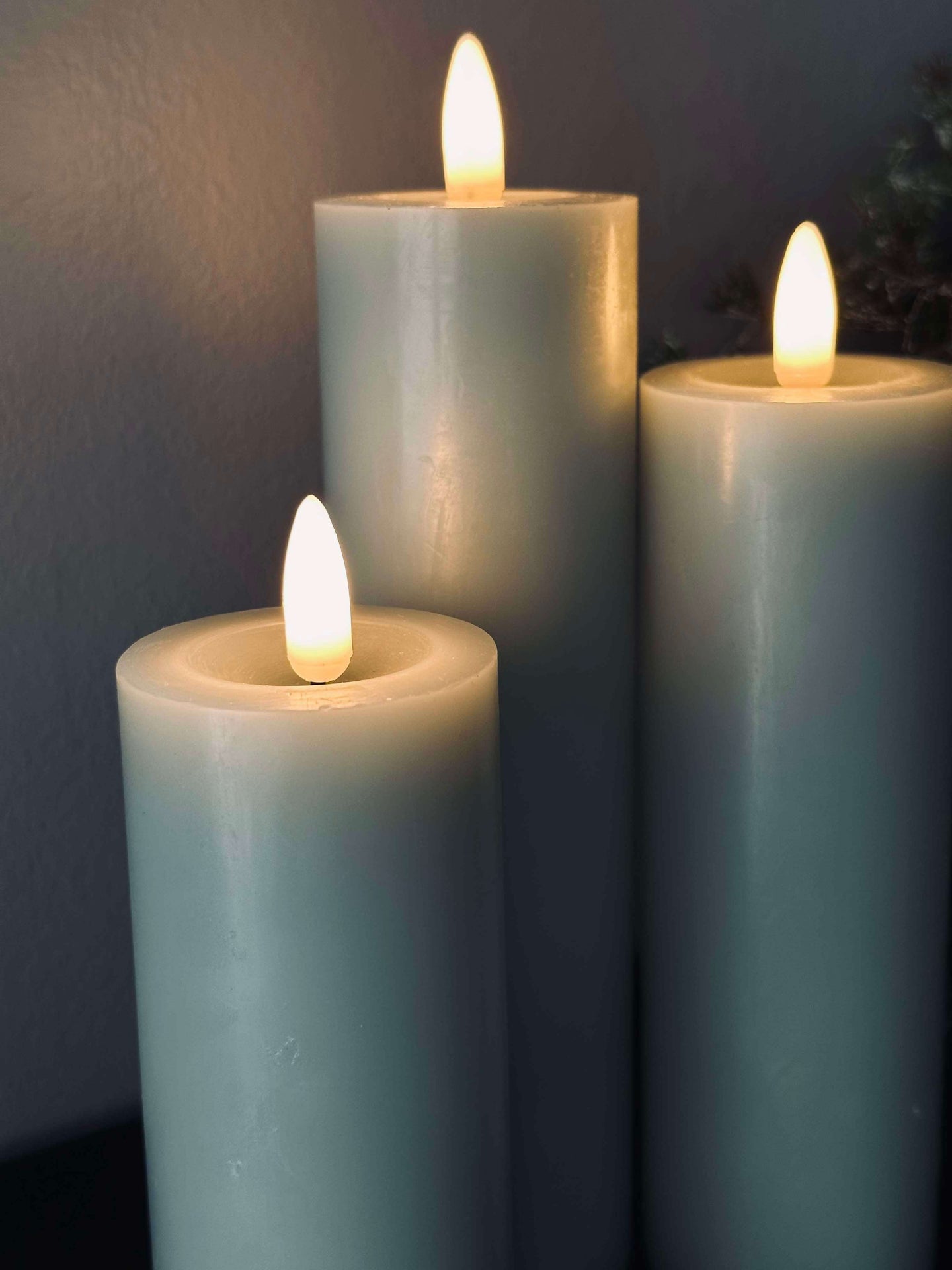 LED Blockljus / Mint – 3 st Rustik dia 5 cm