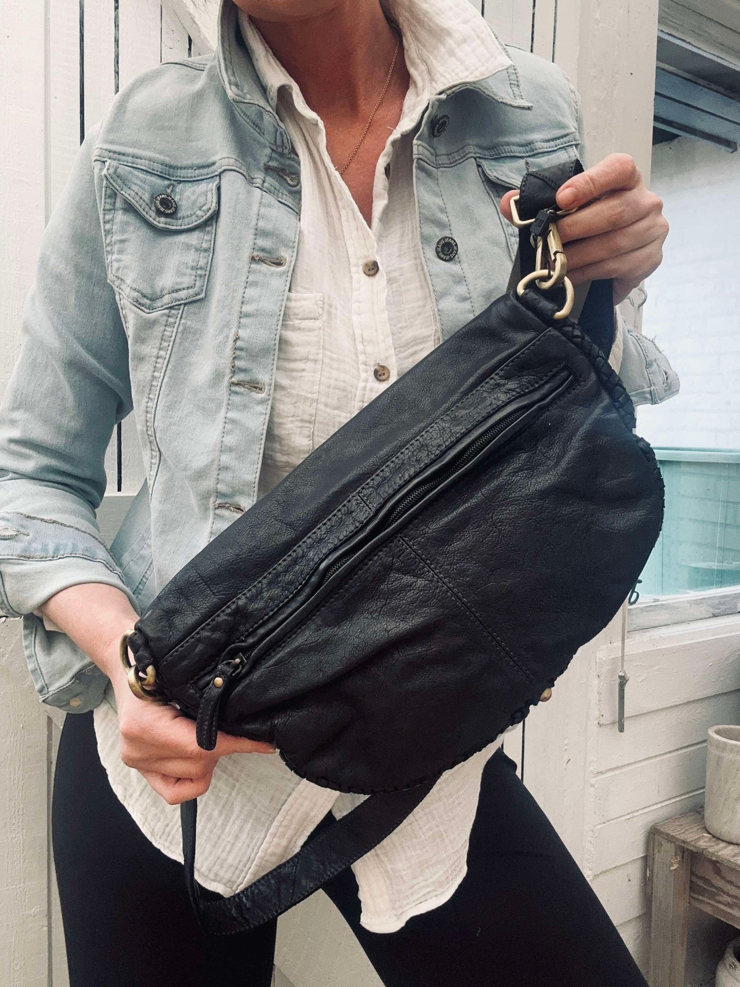 Bumbag JOMA fläta och nitar - Svart