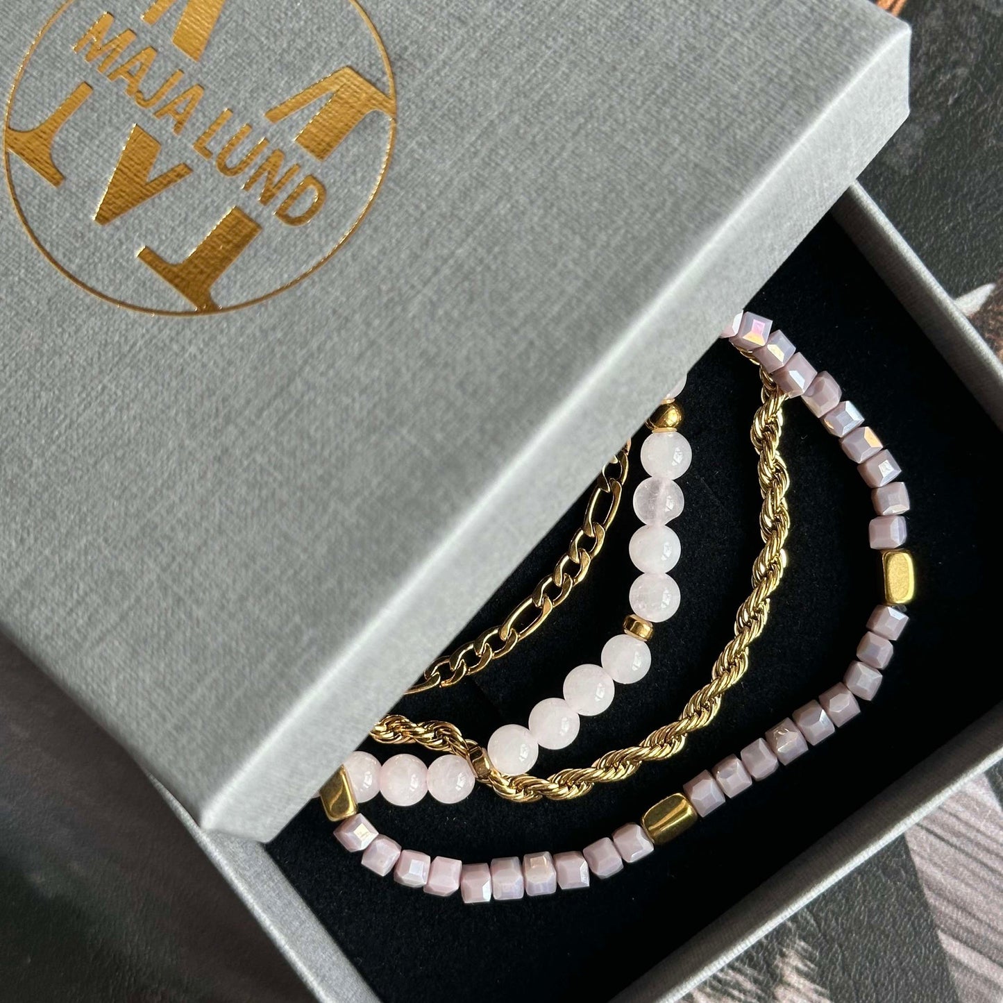 Armband Erika lavendel - Set med 4 armband
