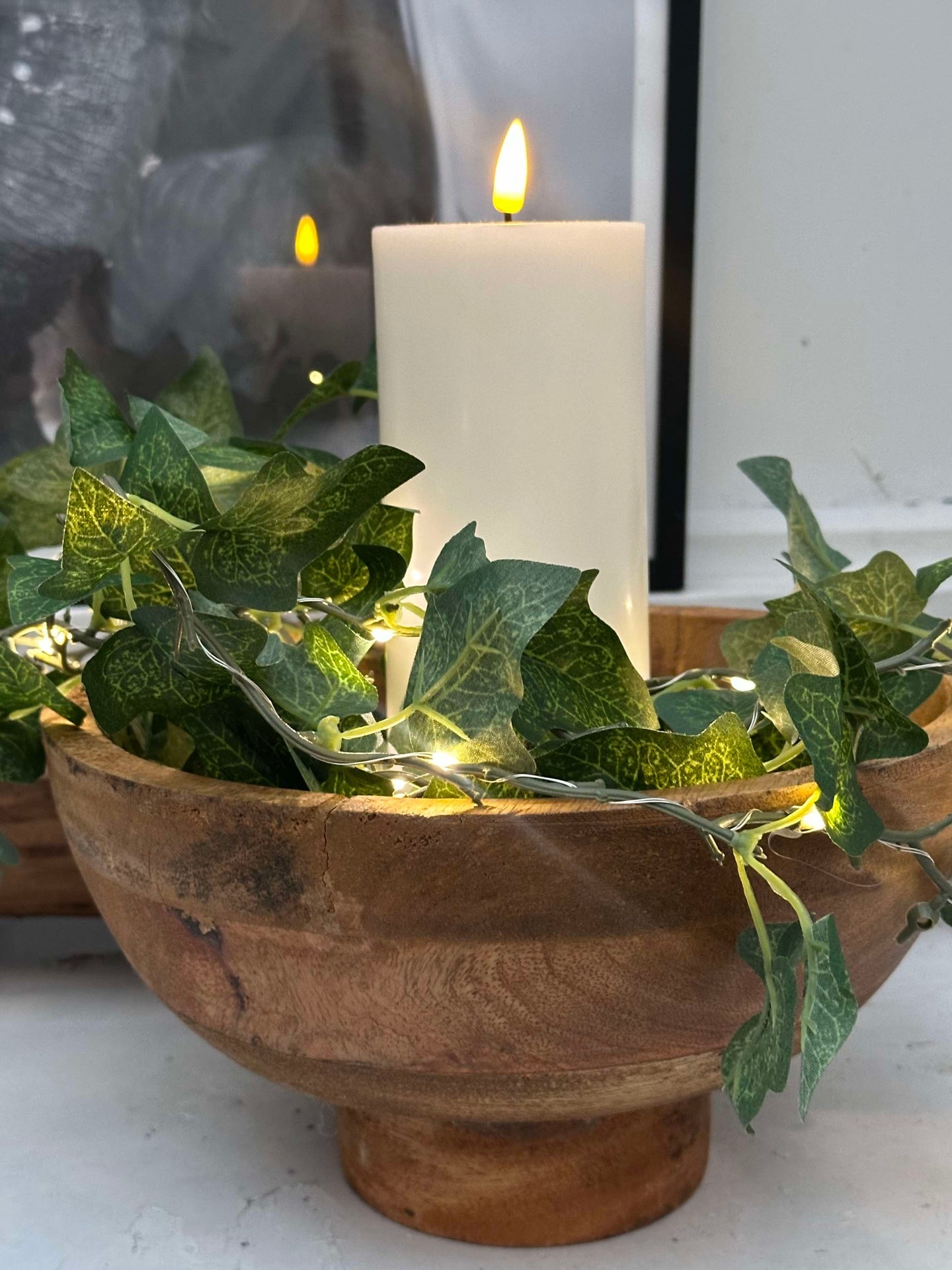 Ljusslinga med gröna murgrönablad - 290cm