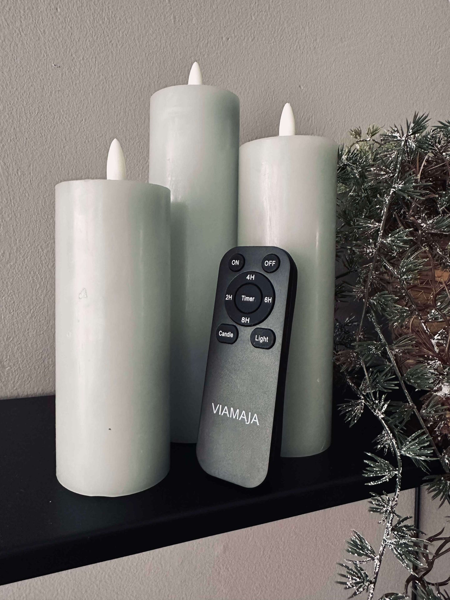 LED Blockljus / Mint – 3 st Rustik dia 5 cm