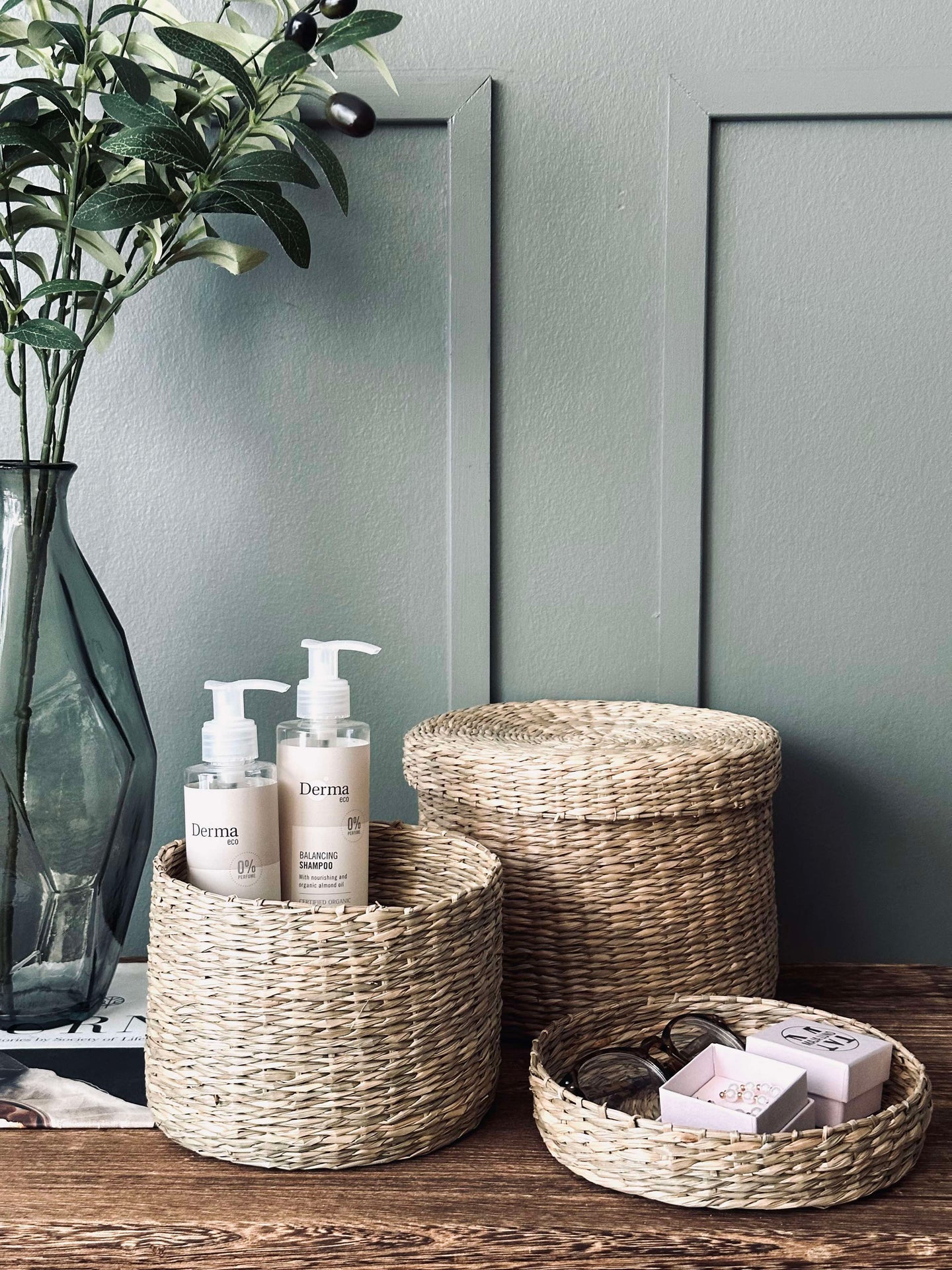 Korgar med lock - Set om 2 st