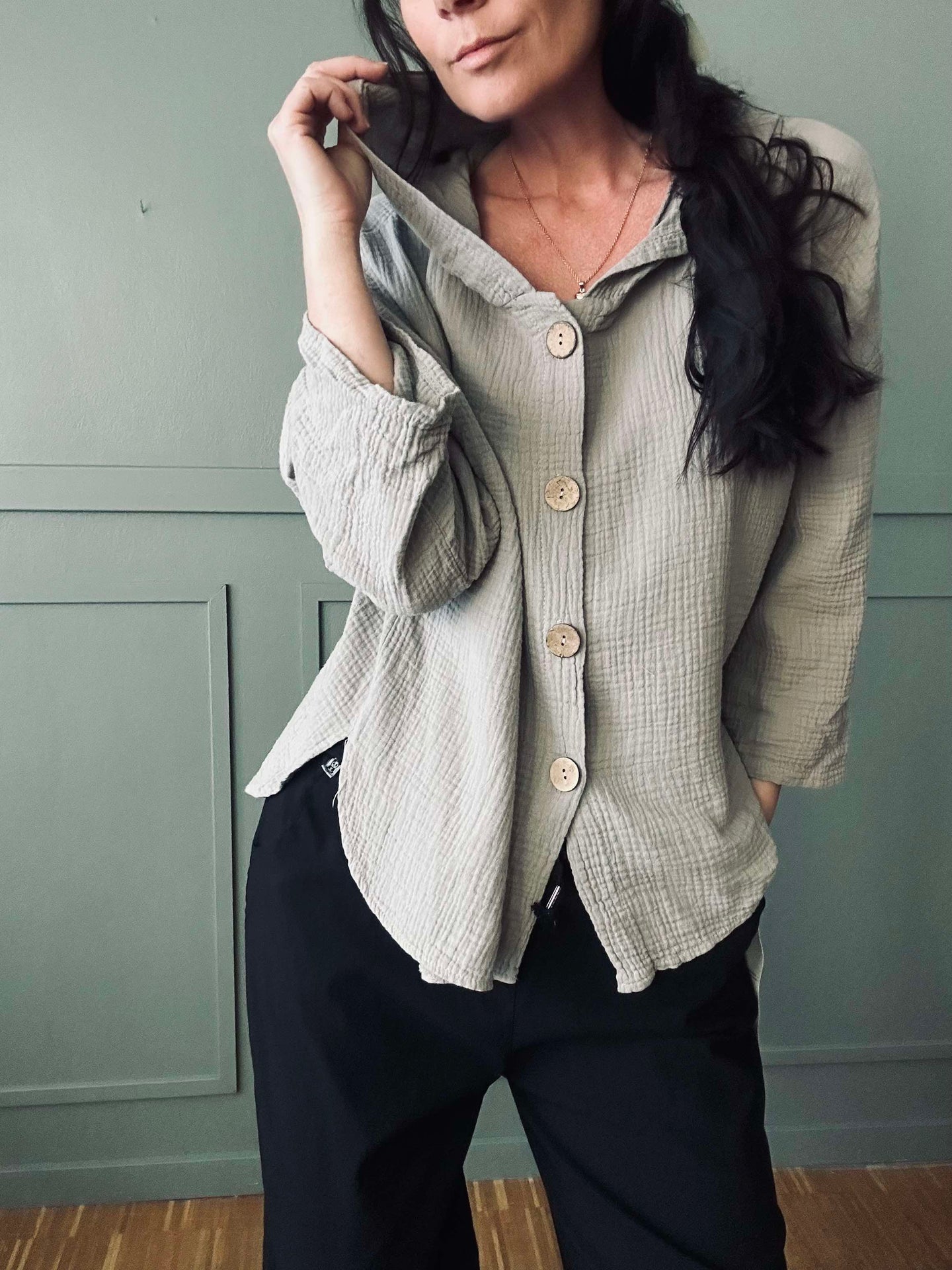 Cardigan i lätt våfflad bomull - Beige