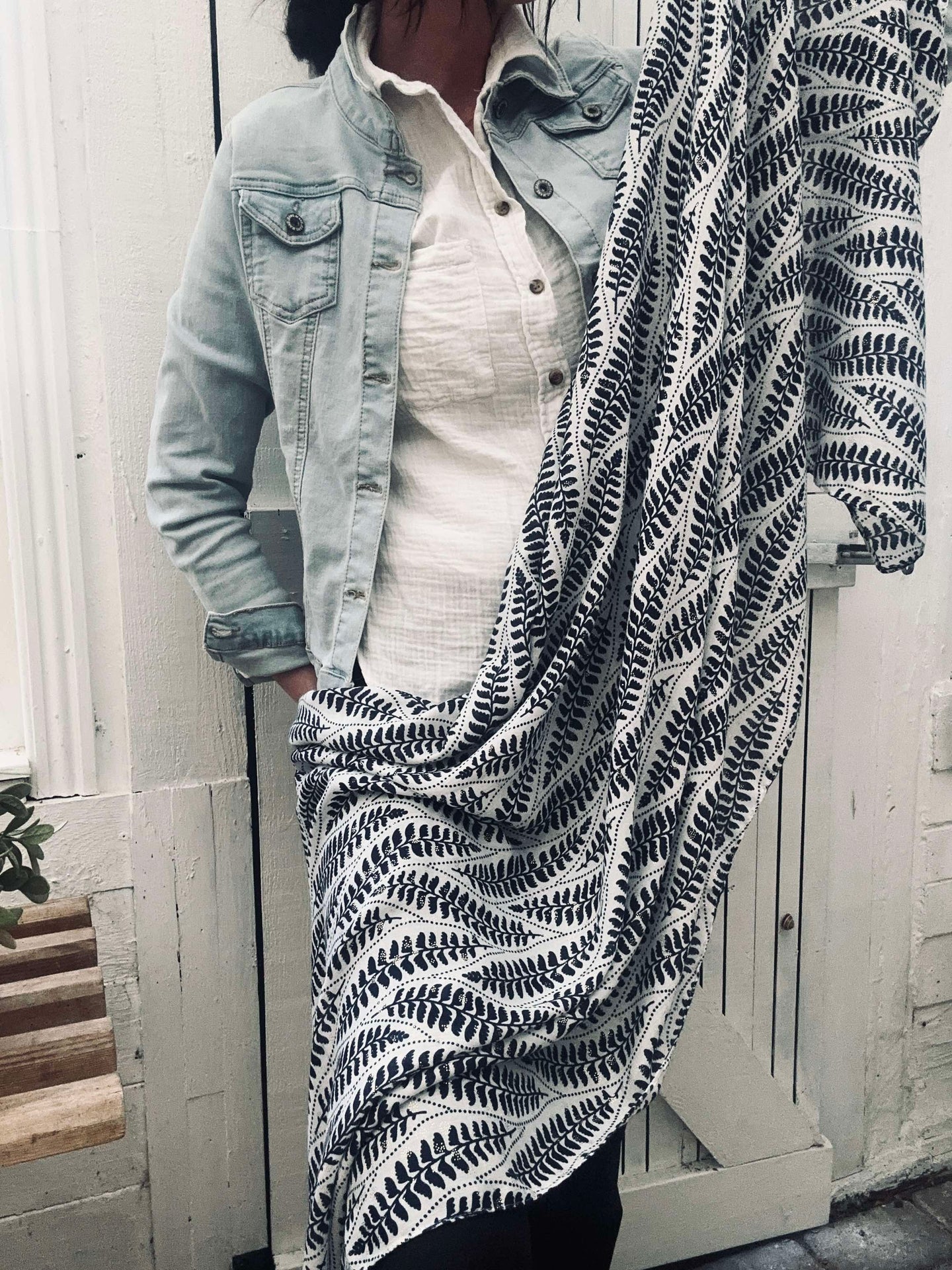 Halsduk Denim / White