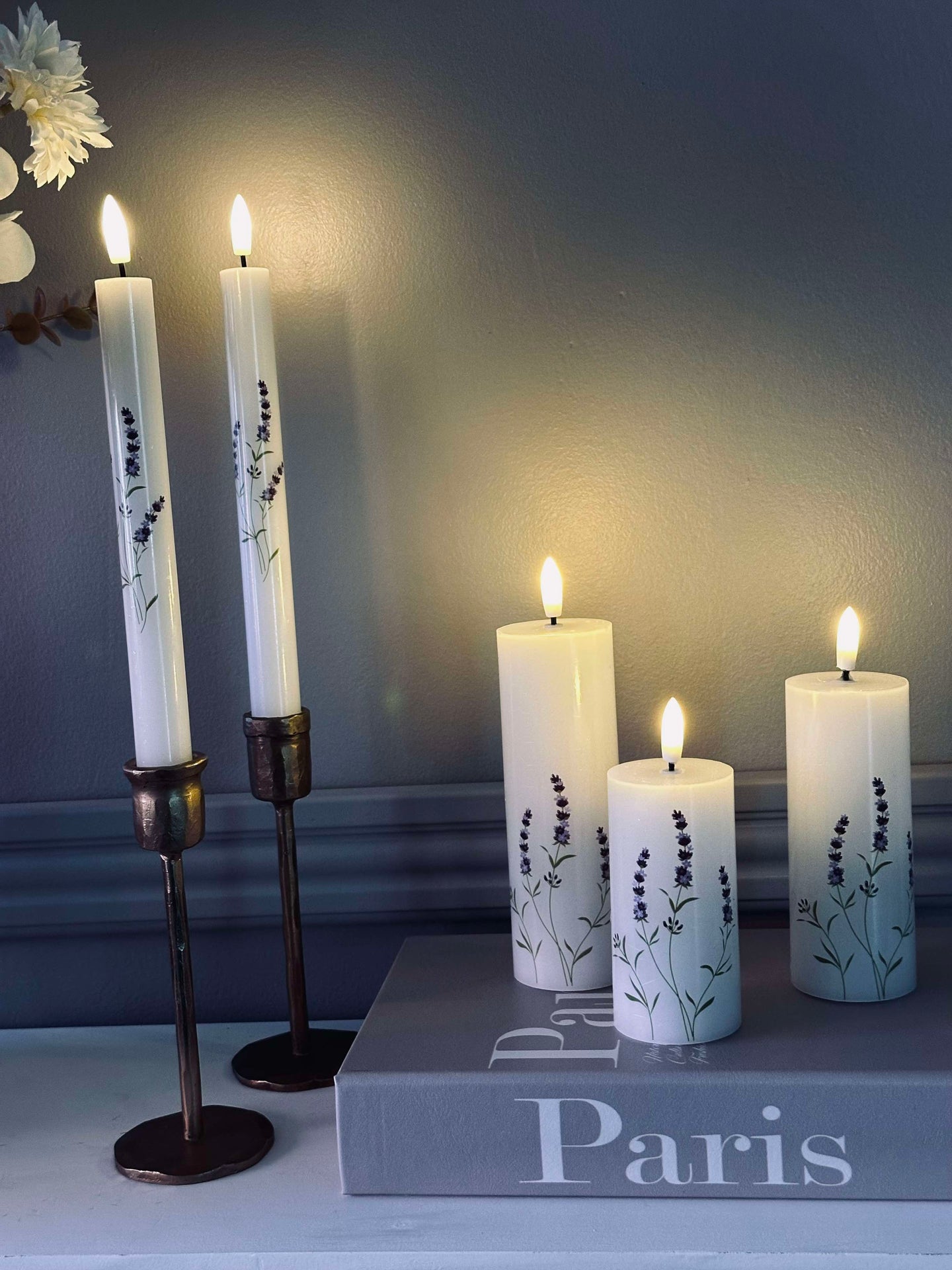 LED FLORA Lavendel – Set med 3 st. och fjärrkontroll