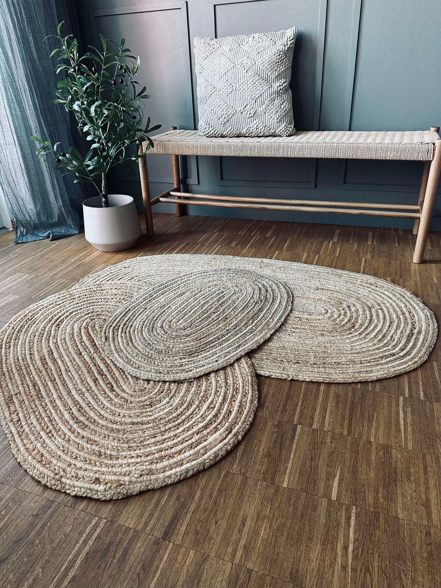 Flätad jutematta - Oval