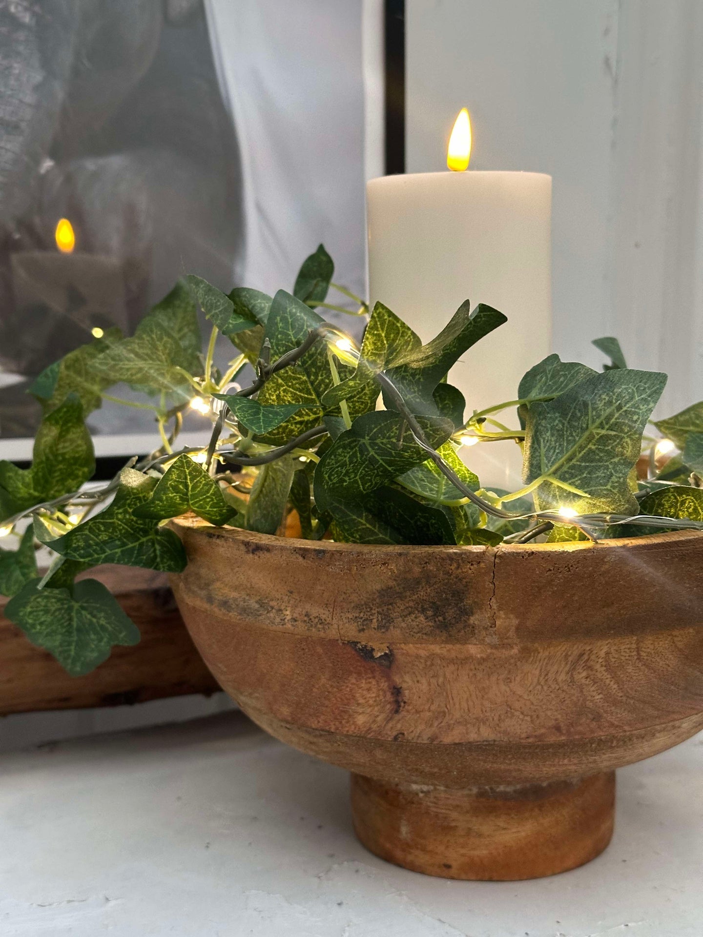 Ljusslinga med gröna murgrönablad - 290cm