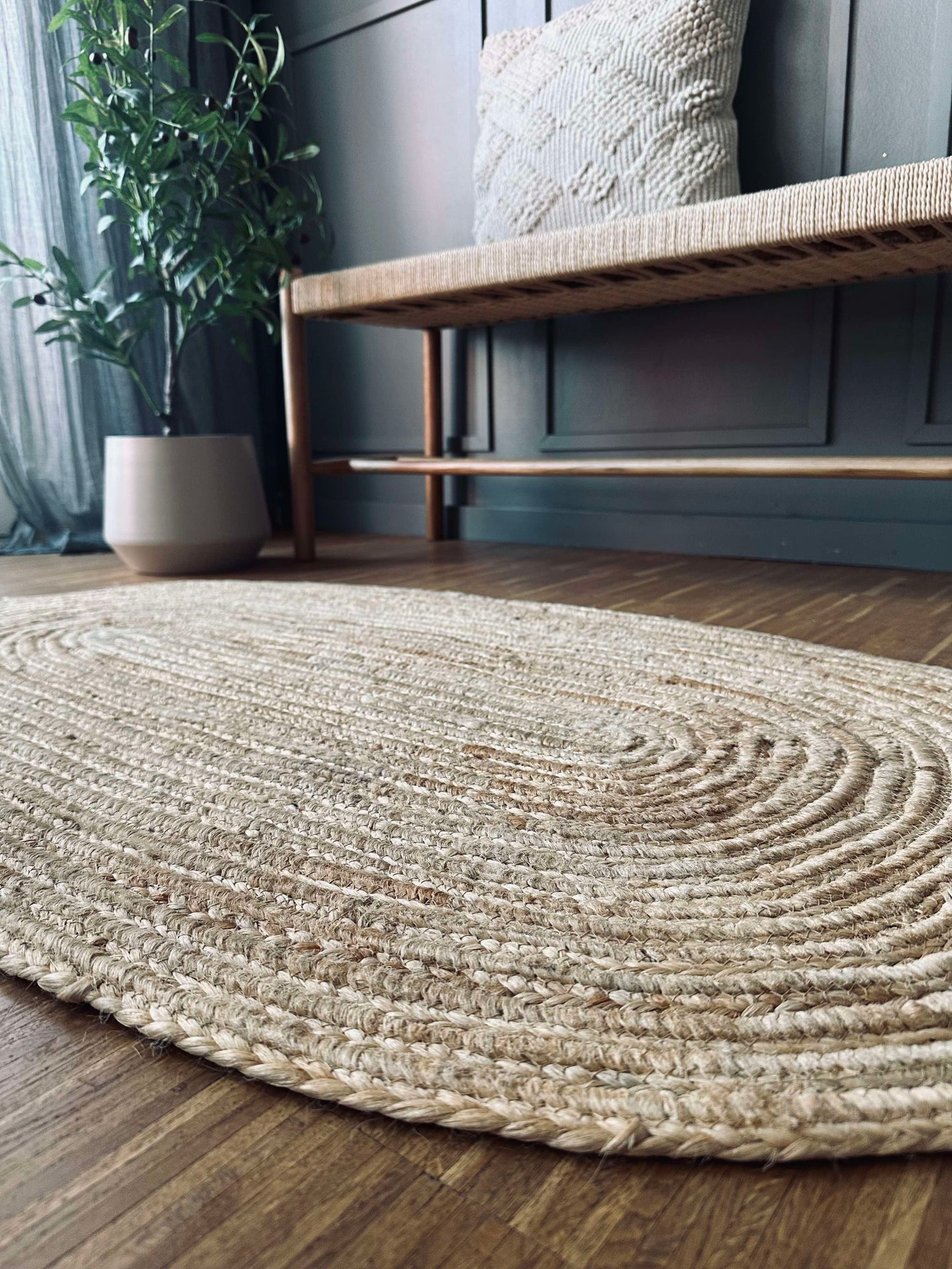Flätad jutematta - Oval