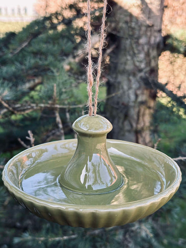 Fågelmatare hängare - Grön keramik
