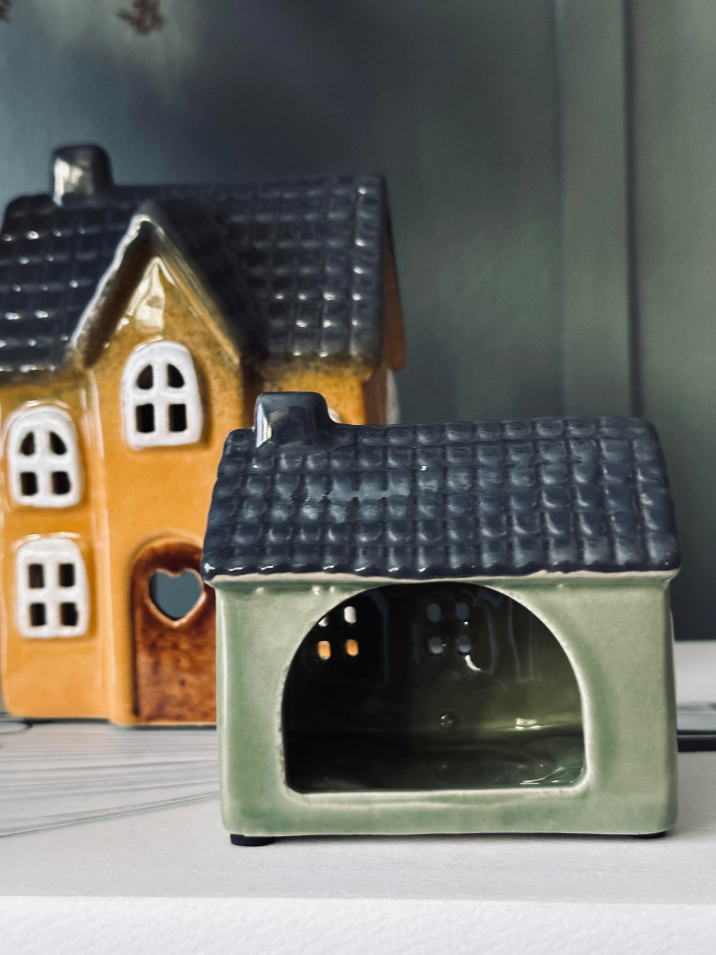 Ljuslykta - Keramik grön