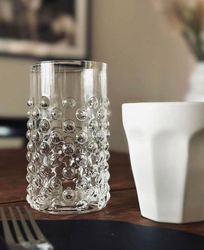 Vattenglas klart glas med prickar - paket med 4st