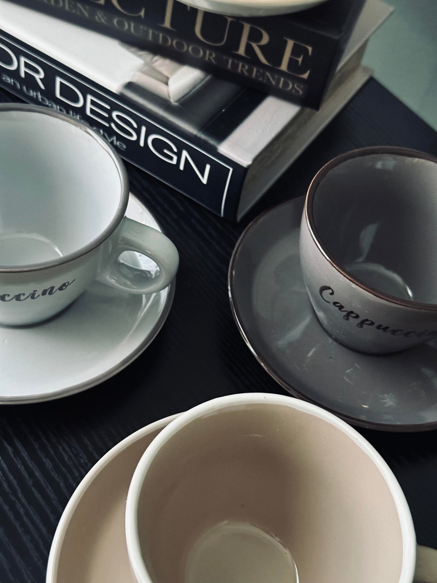 Kopp med fat Cappuccino - Set med 4 st.