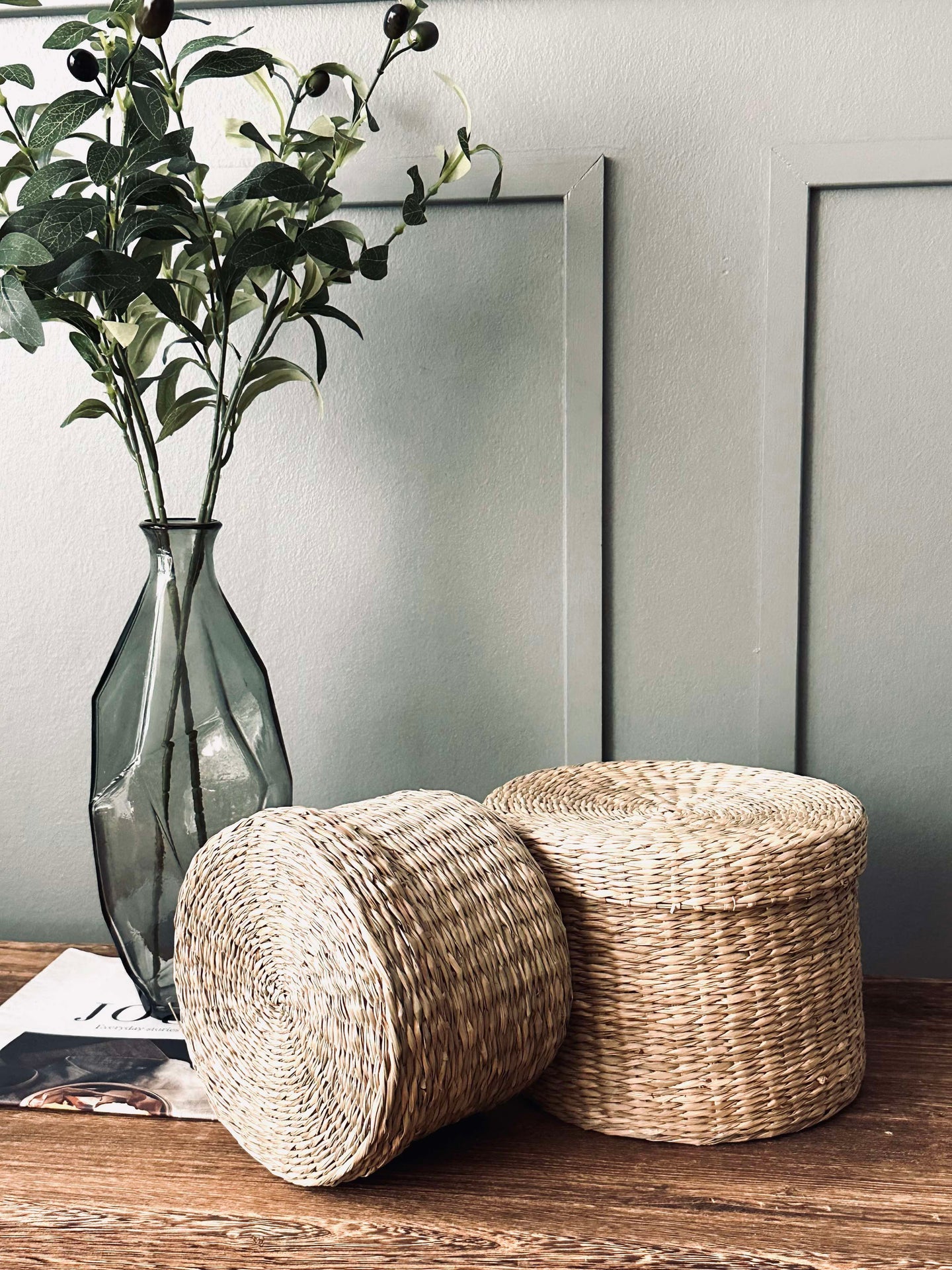 Korgar med lock - Set om 2 st