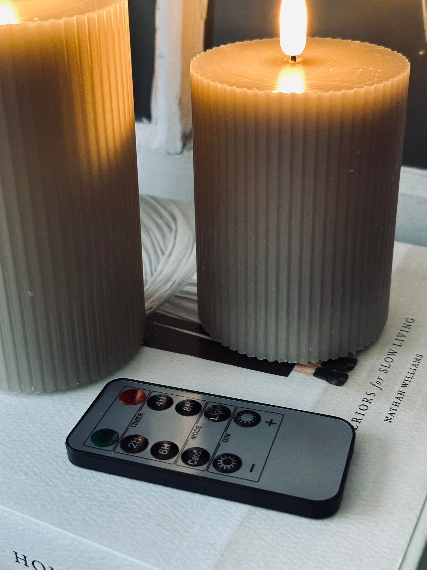 LED-blockljus Sand med räfflor - Set om 3 st