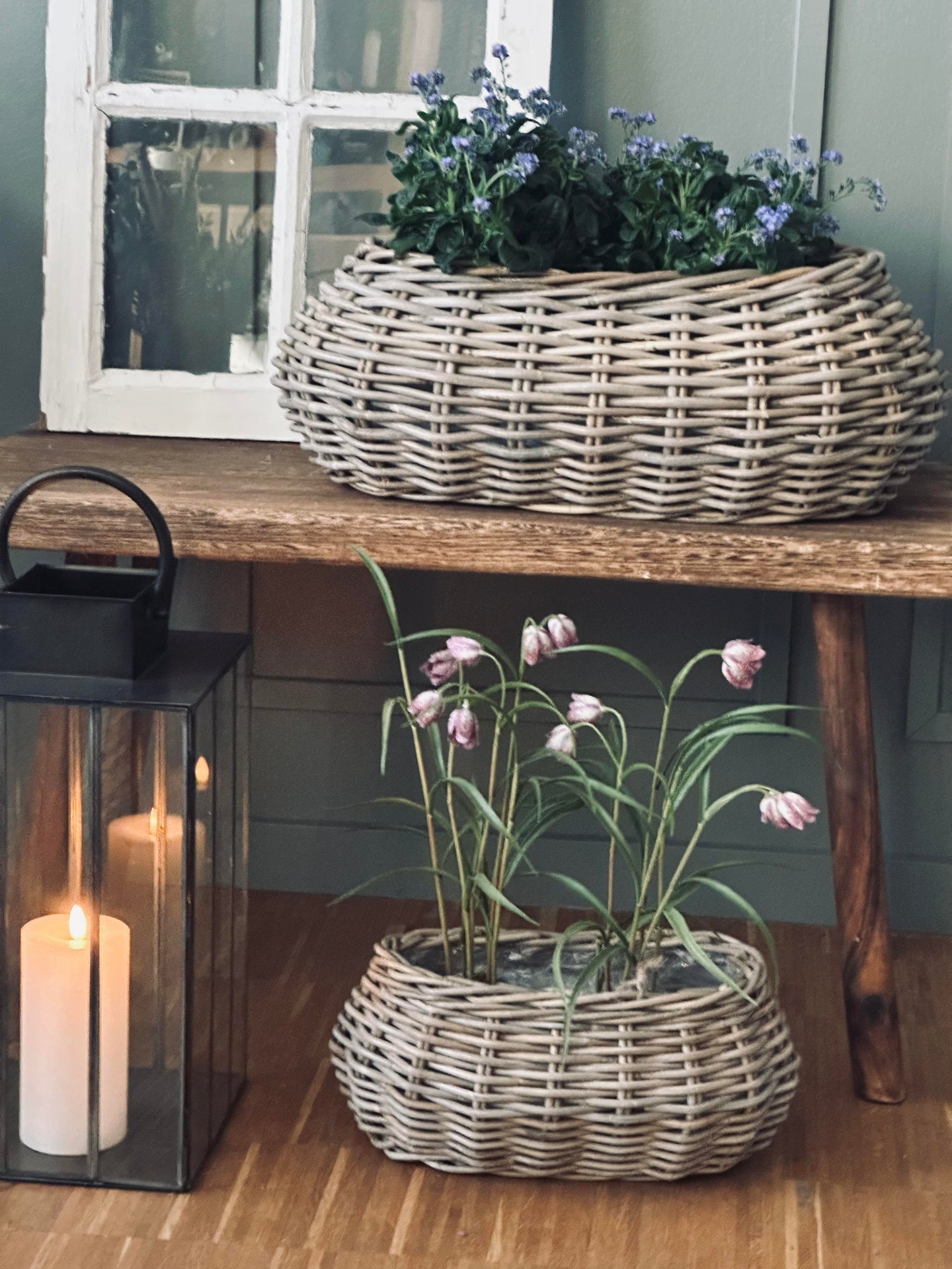 Planteringskorgar - Set med 2 st. Oval rotting