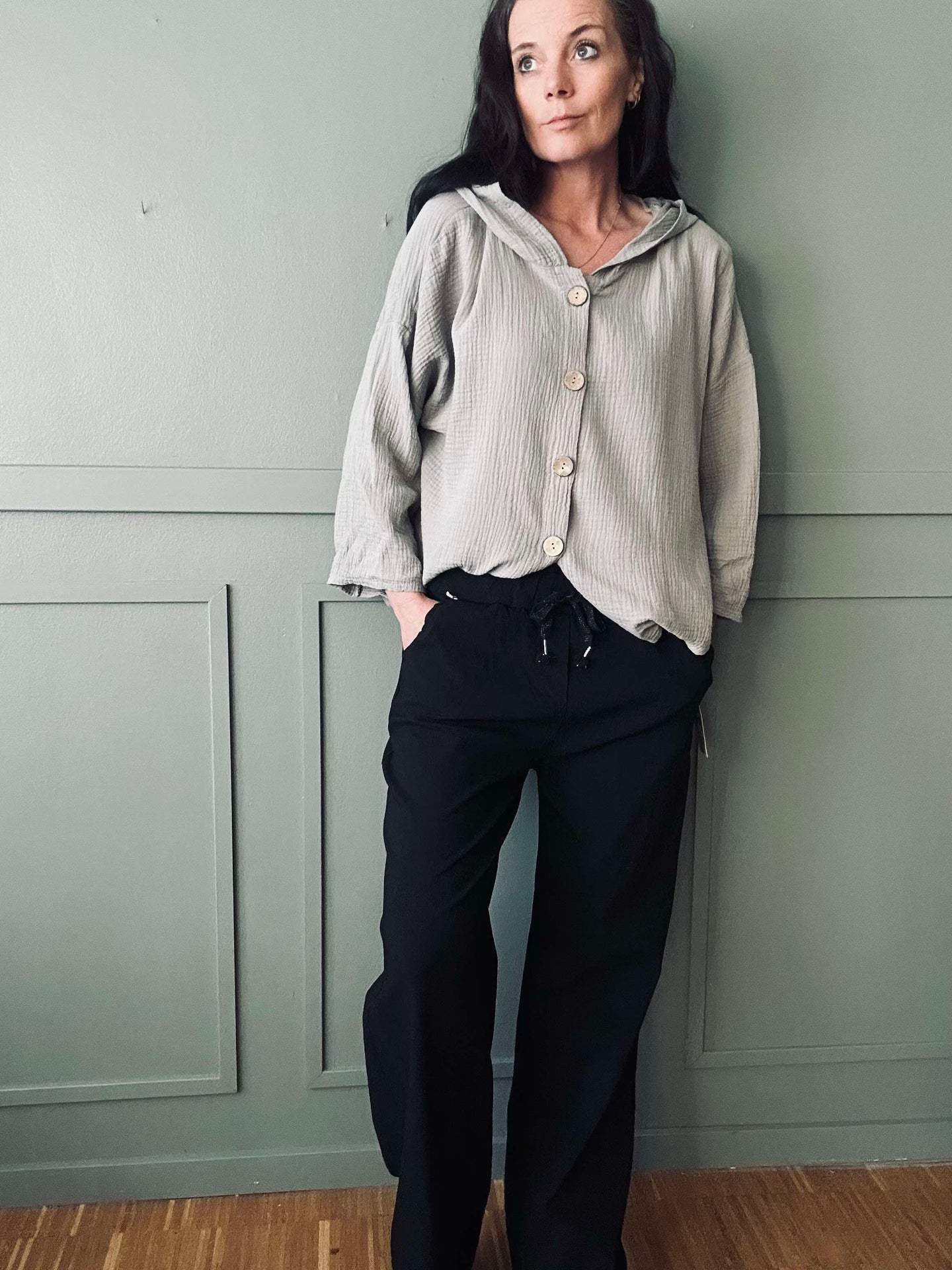 Cardigan i lätt våfflad bomull - Beige
