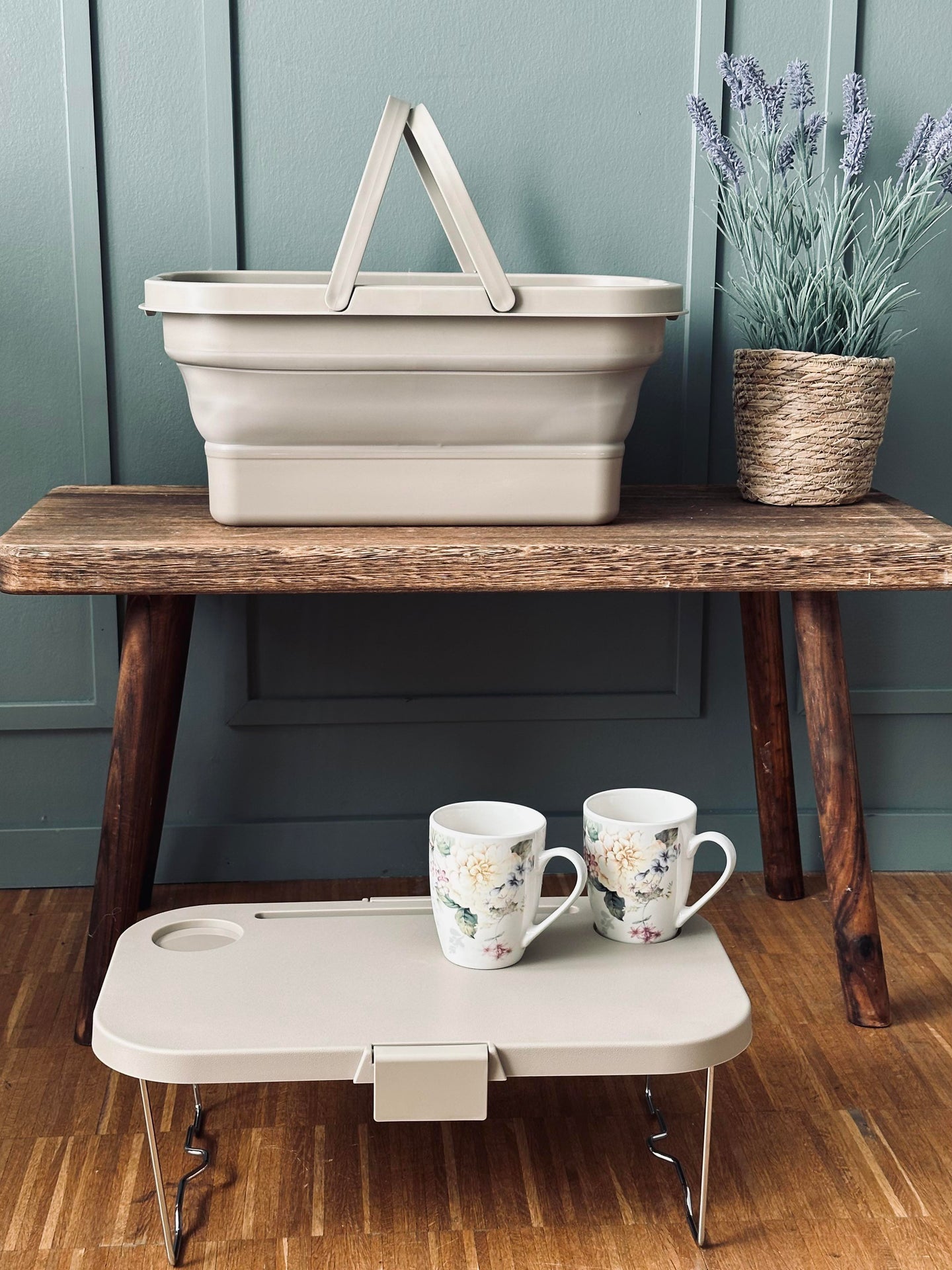 Hopfällbar Picknickkorg med lock