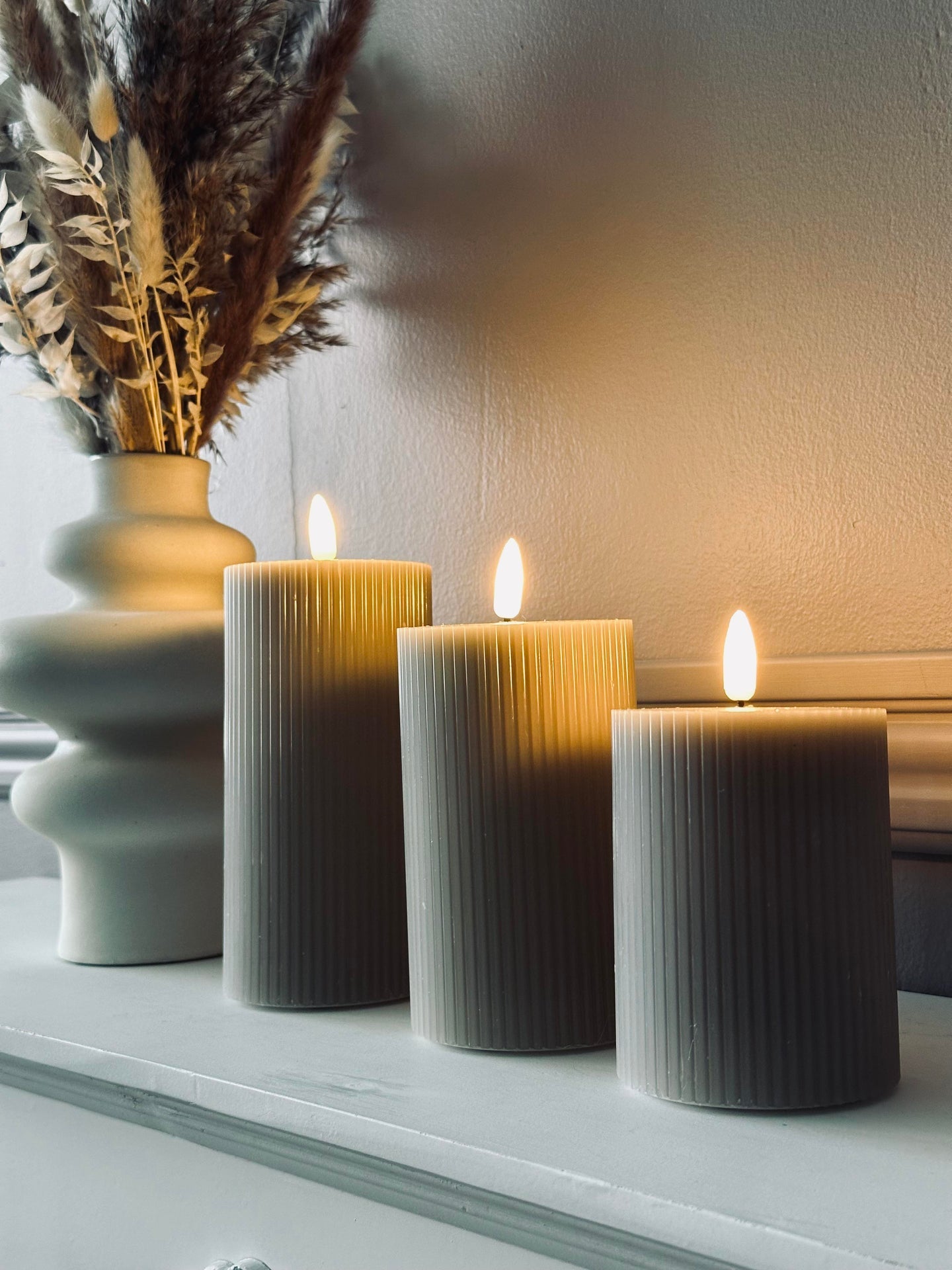 LED-blockljus Sand med räfflor - Set om 3 st