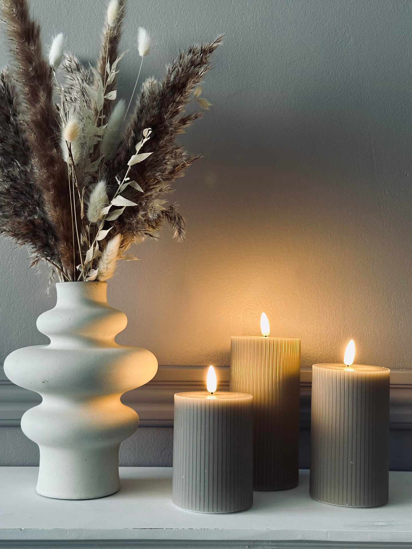 LED-blockljus Sand med räfflor - Set om 3 st