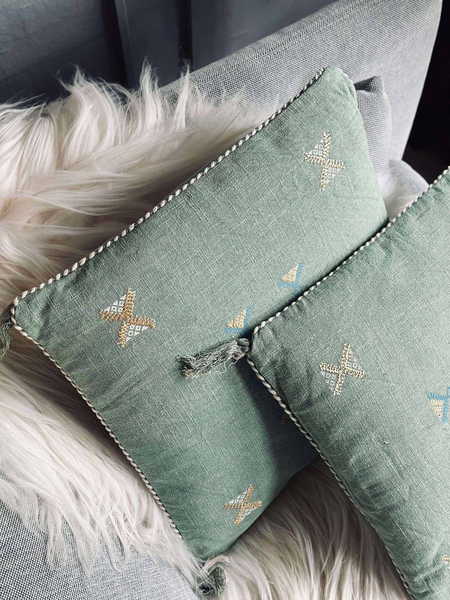 Kudde med fyllning - Green boheme 2 st.