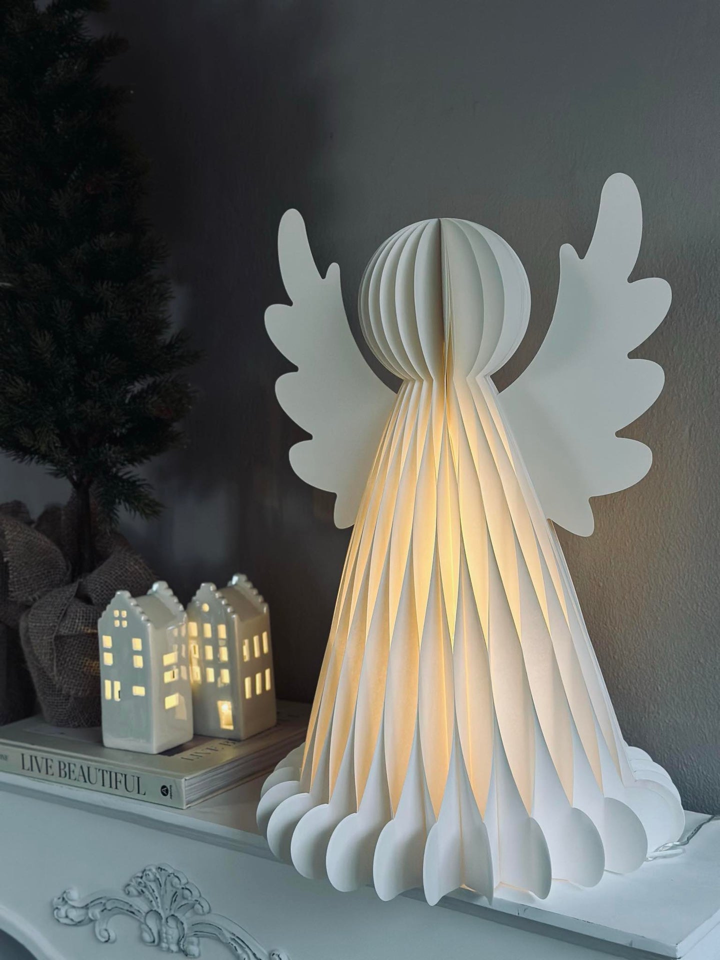 Ängel med LED-ljus - 50 cm