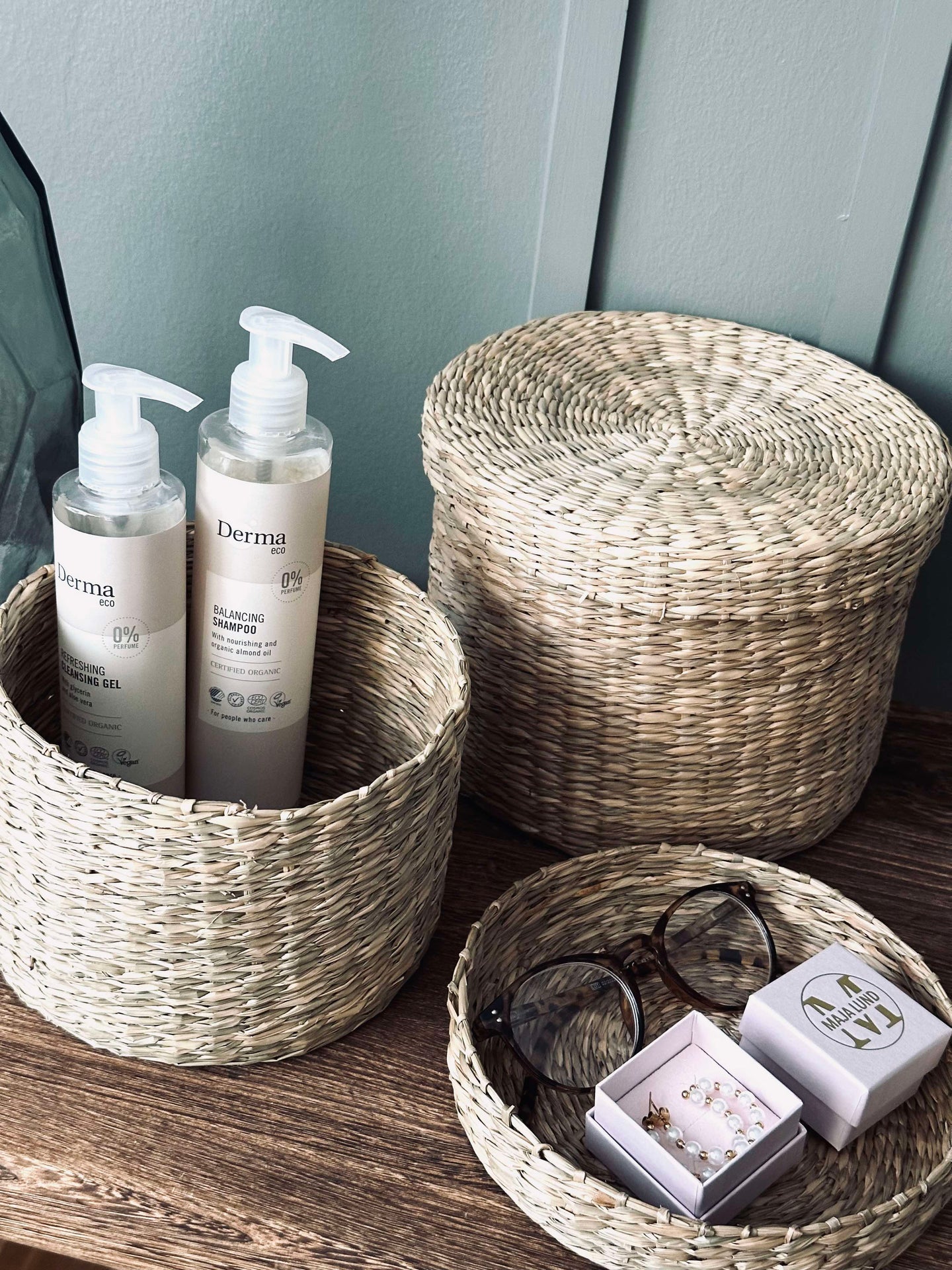 Korgar med lock - Set om 2 st