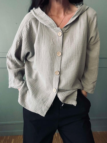 Cardigan i lätt våfflad bomull - Beige