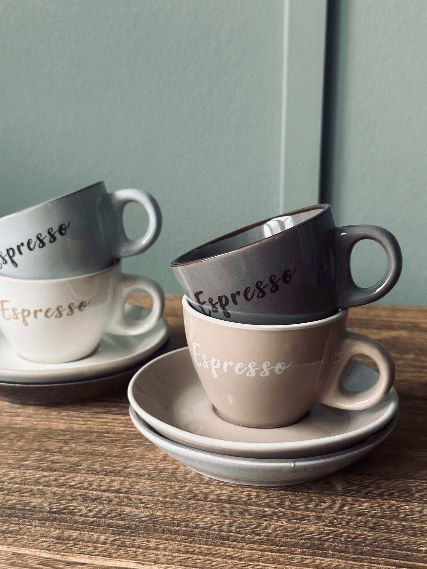 Espressokopp med fat 100 ml - 4 st