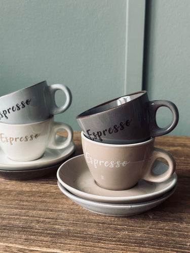 Espressokopp med fat 100 ml - 4 st