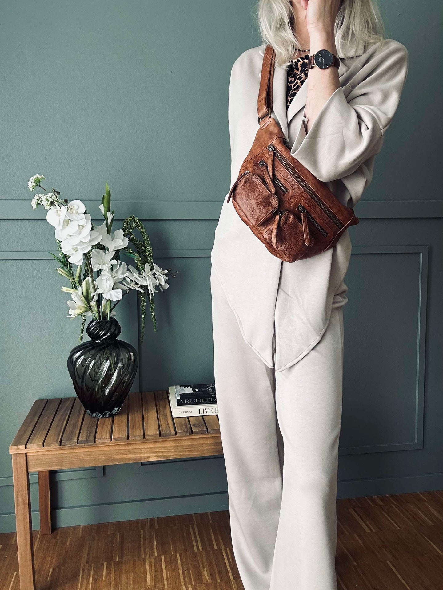 Set Lisa beige - Skjorta och byxor