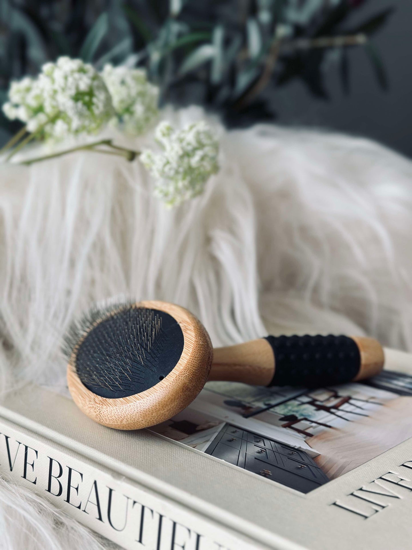 Borste för lammskinn och husdjur