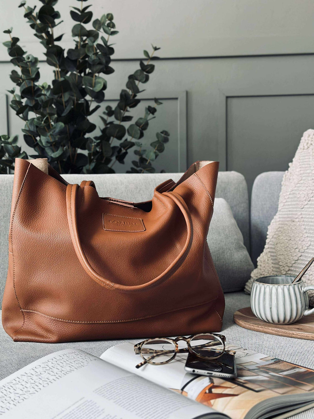 Shopper Daily i mjukt läder - Cognac