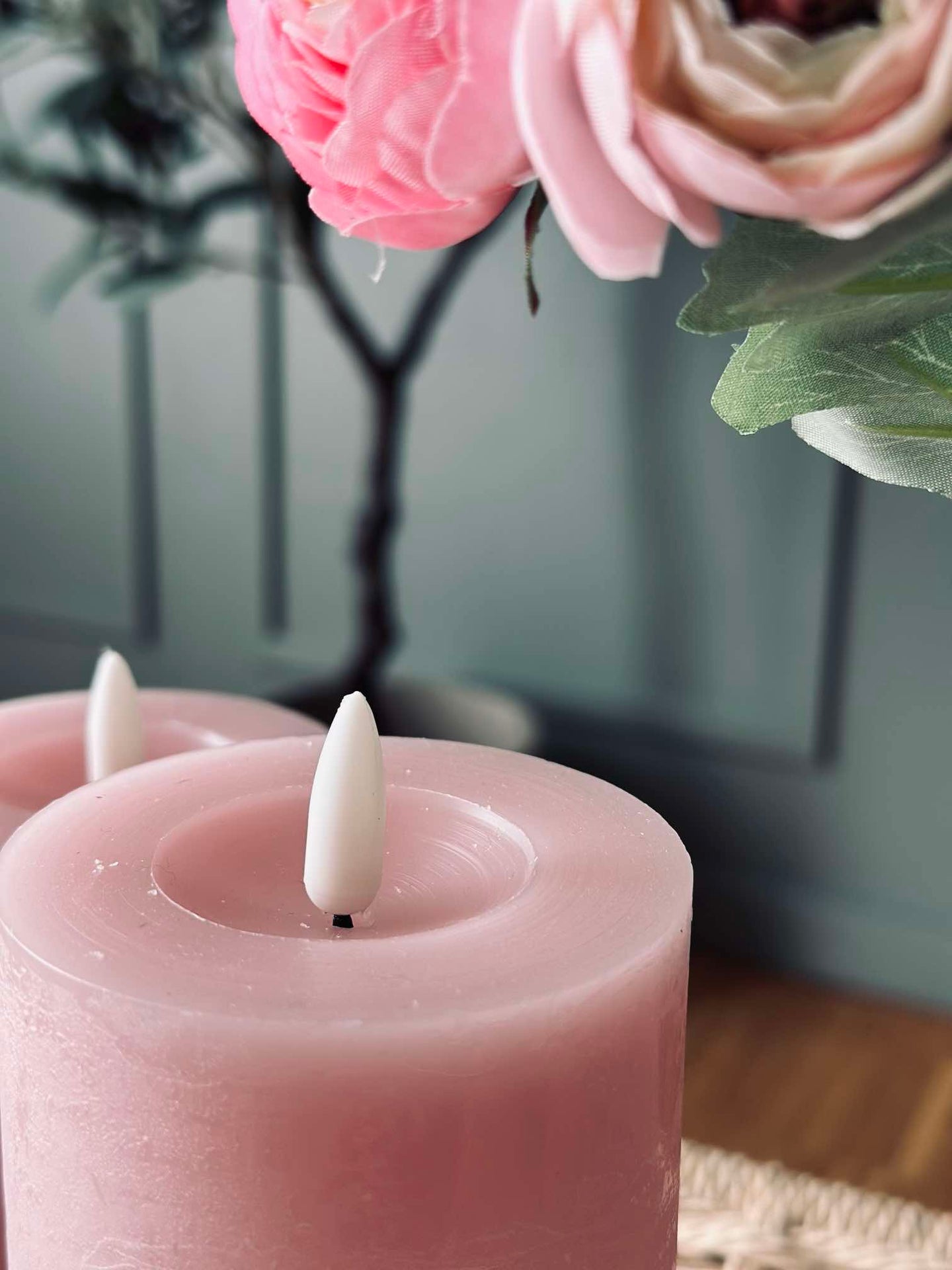 LED Blockljus / Rosa – 3 st blockljus