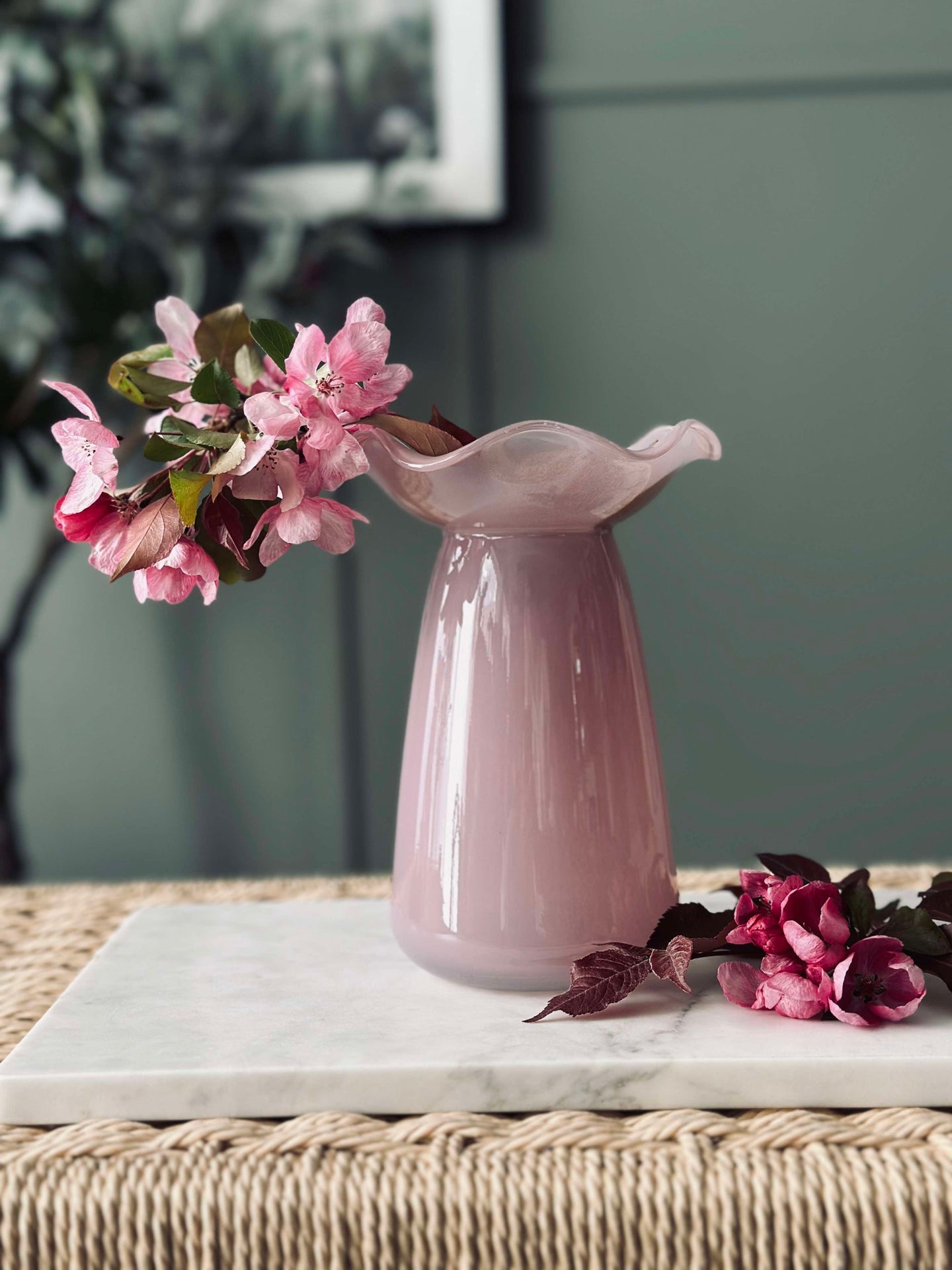 Hyacintvas med blomsterkant - Rosa