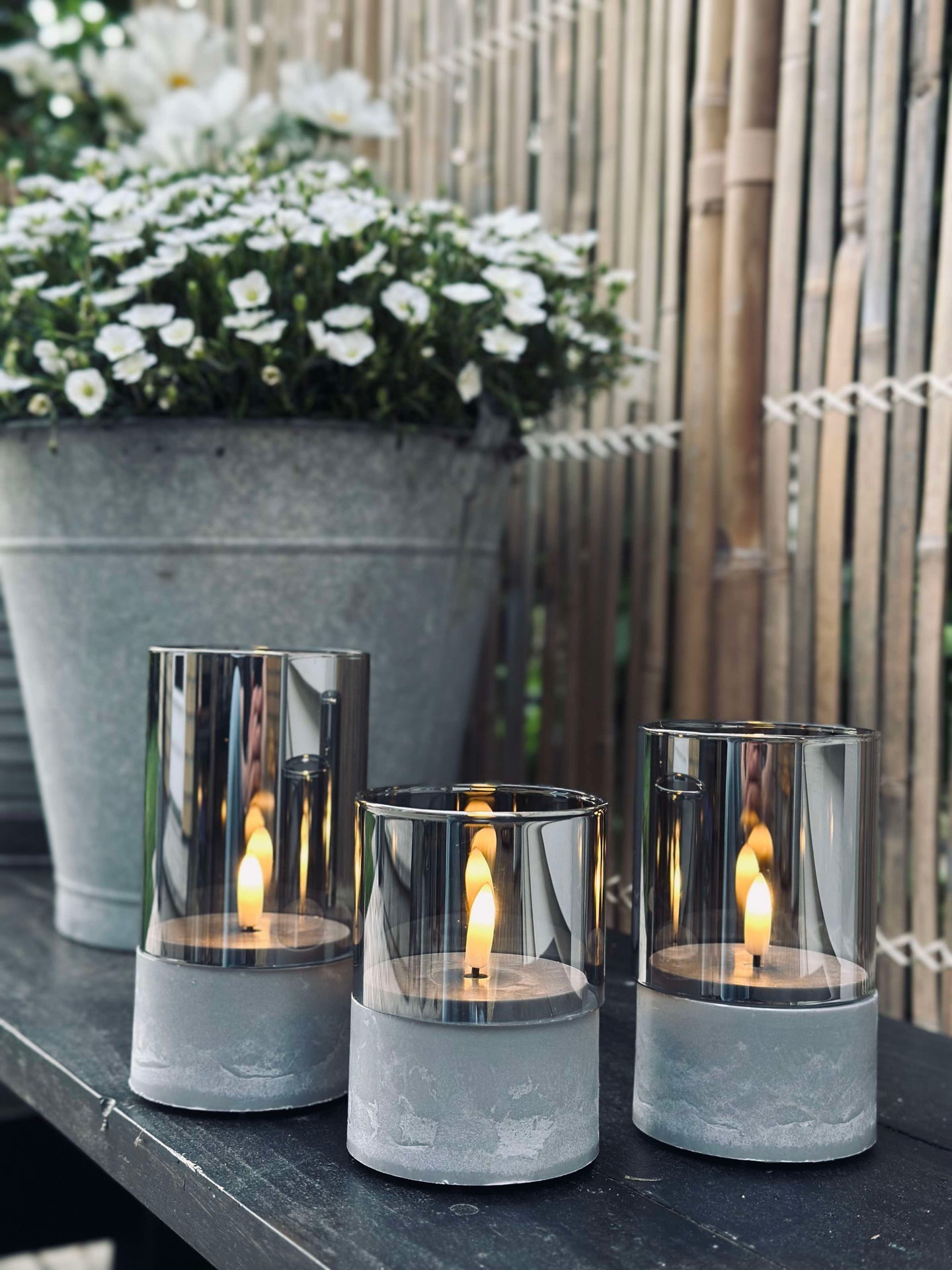 LED GREY Cylinder Set med 3 st - Godkänd för inne och ute