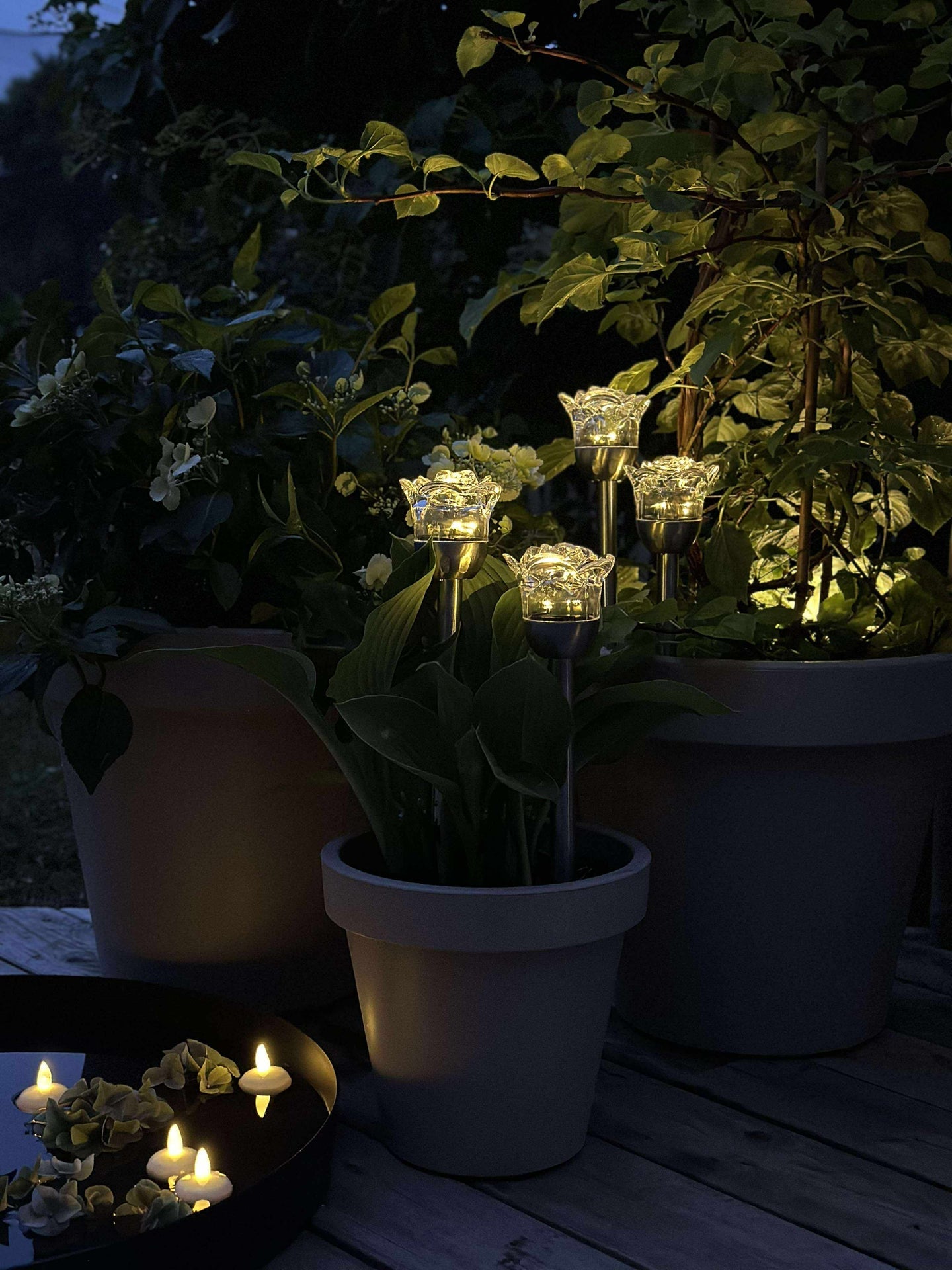 Fackla med solceller FLOWER – Set med 4 st