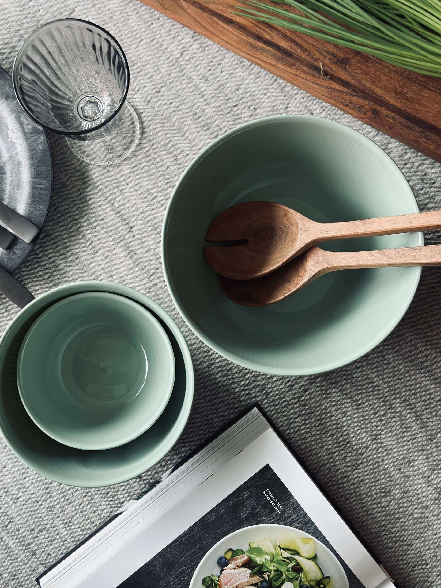 Förvaringsburkar - Set med 3 st. Dammig grön