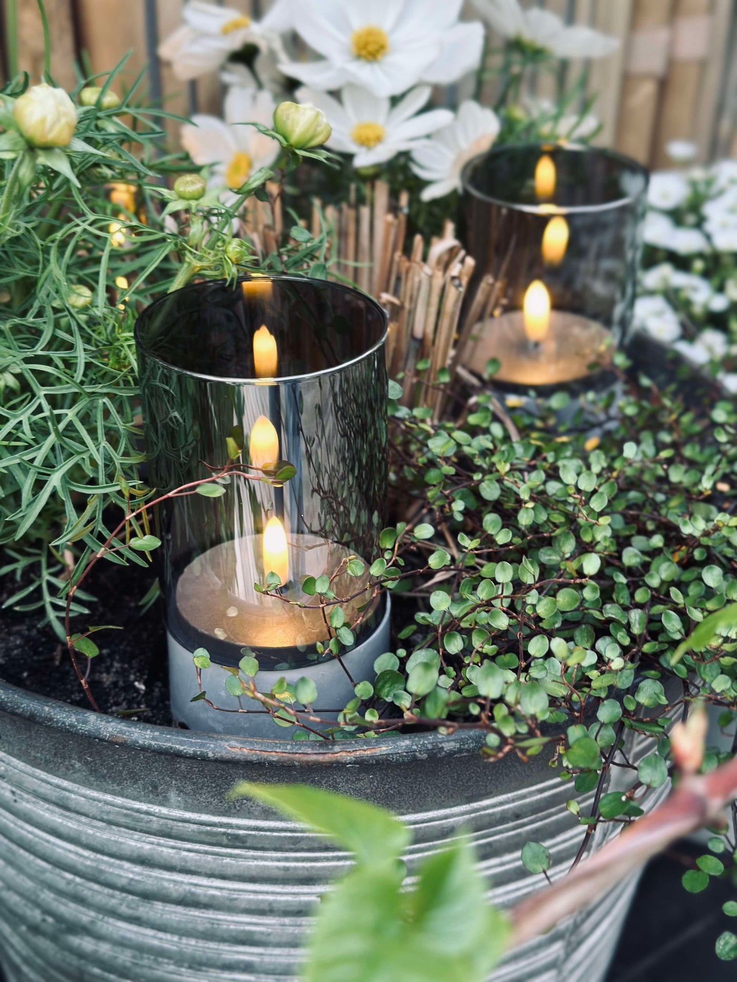 LED GREY Cylinder Set med 3 st - Godkänd för inne och ute