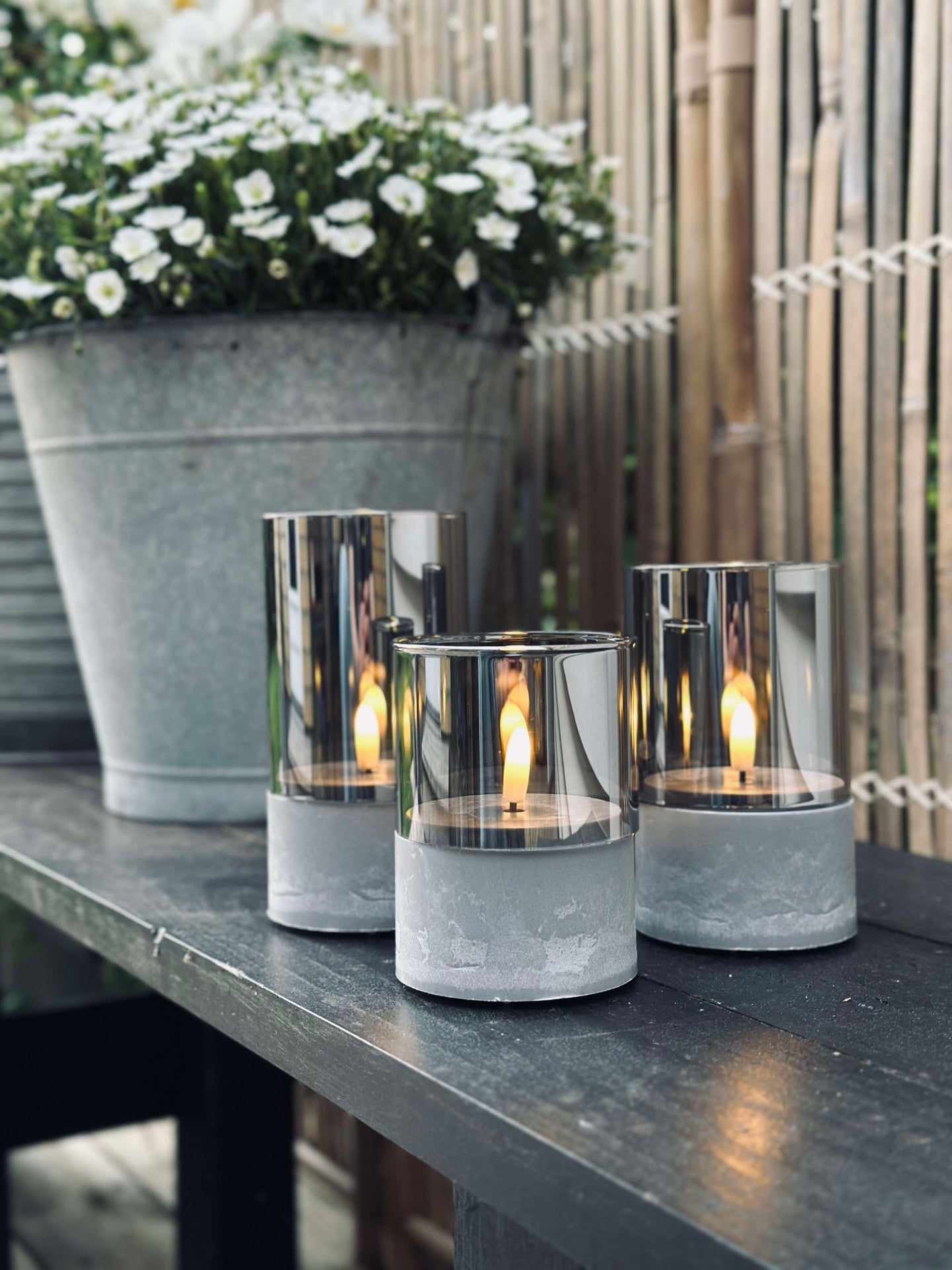 LED GREY Cylinder Set med 3 st - Godkänd för inne och ute